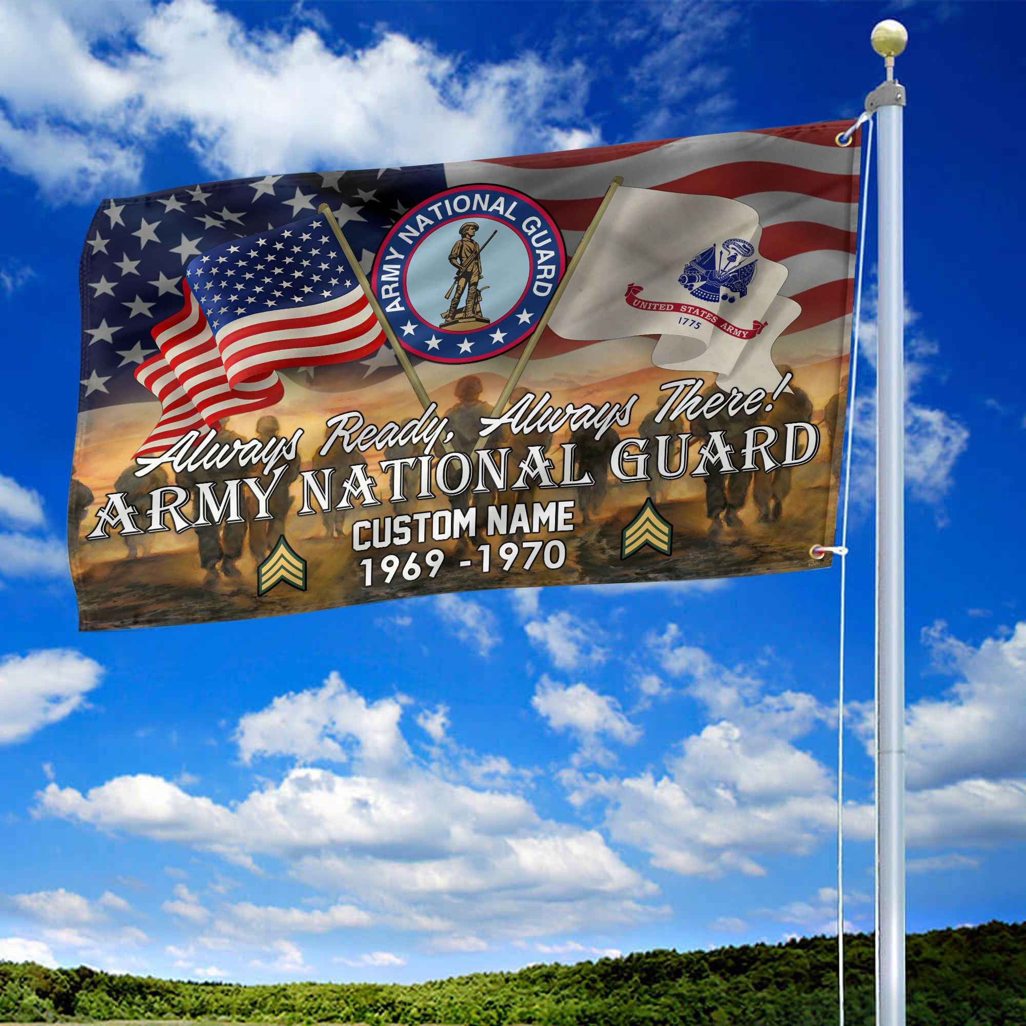 Unique Custom Name, Rank, Year, US Army National Guard Grommet Flag, Gifts For Army National Guard Veteran, Gifts For Dad, For Husband, Best Gifts On Father's Day, Independence Day, Veterans Day.