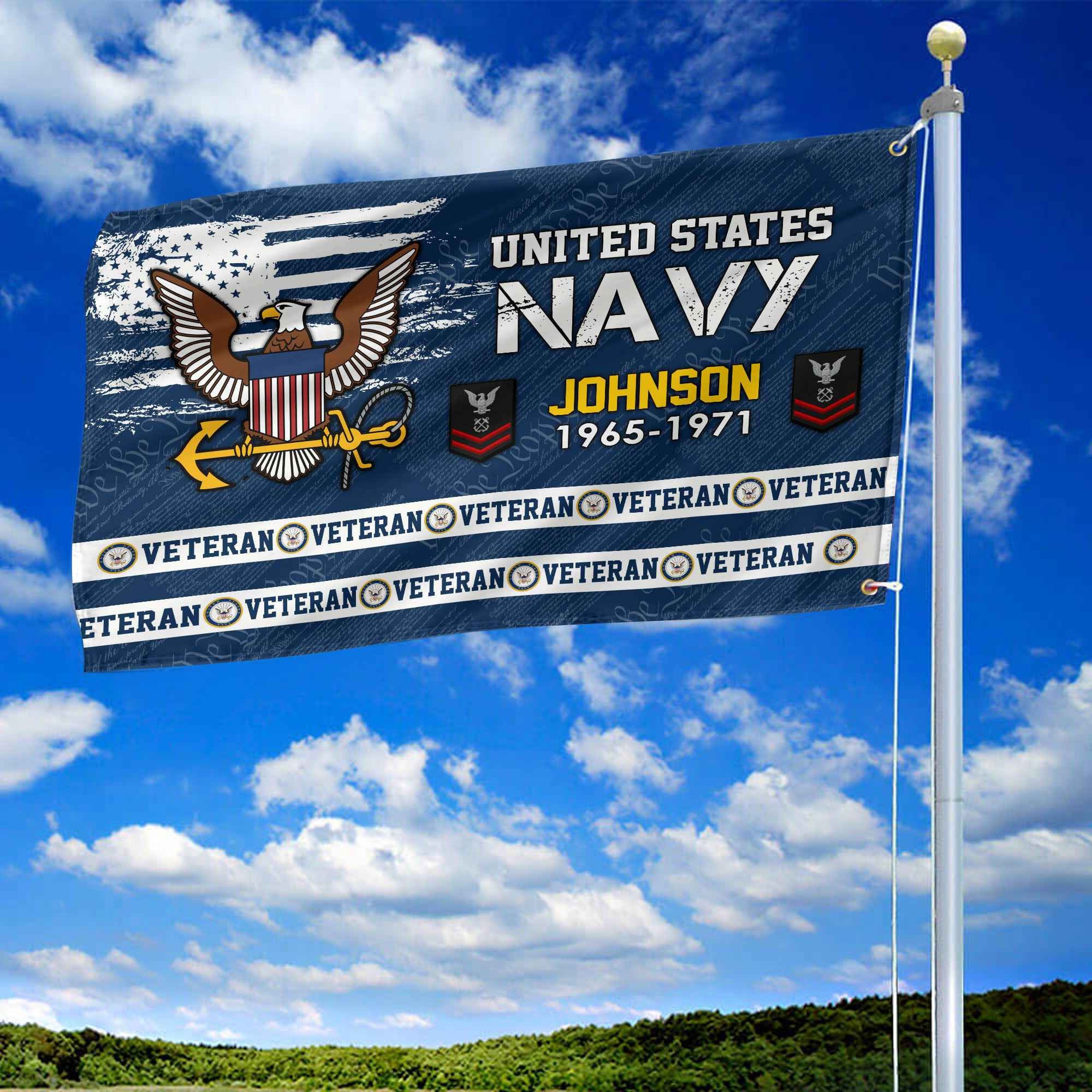 Premium Custom US Navy Grommet Flag, Gifts For Navy Veteran, Best Gifts On Father's Day, Armed Forces Day, Independence Day, Veterans Day.