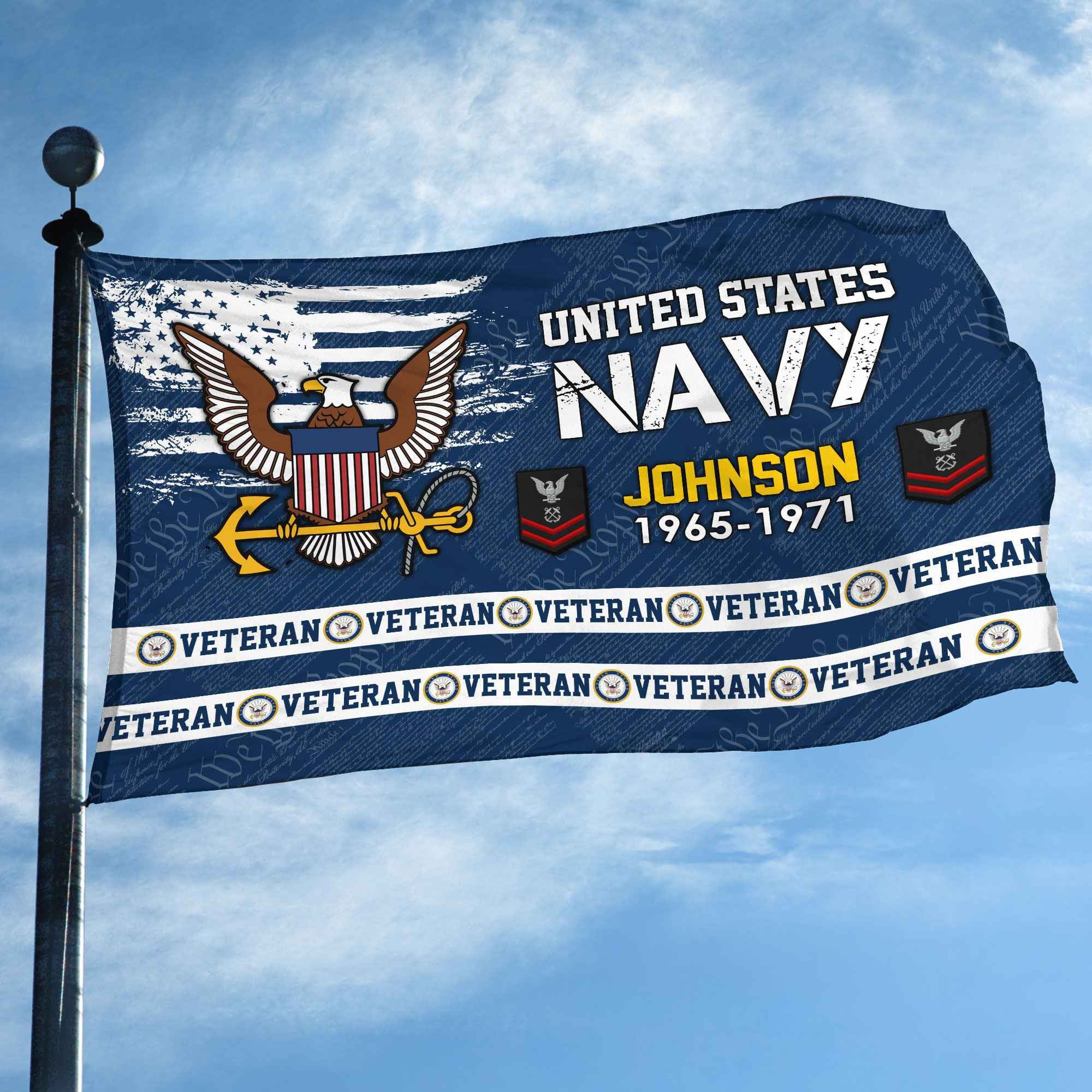 Premium Custom US Navy Grommet Flag, Gifts For Navy Veteran, Best Gifts On Father's Day, Armed Forces Day, Independence Day, Veterans Day.