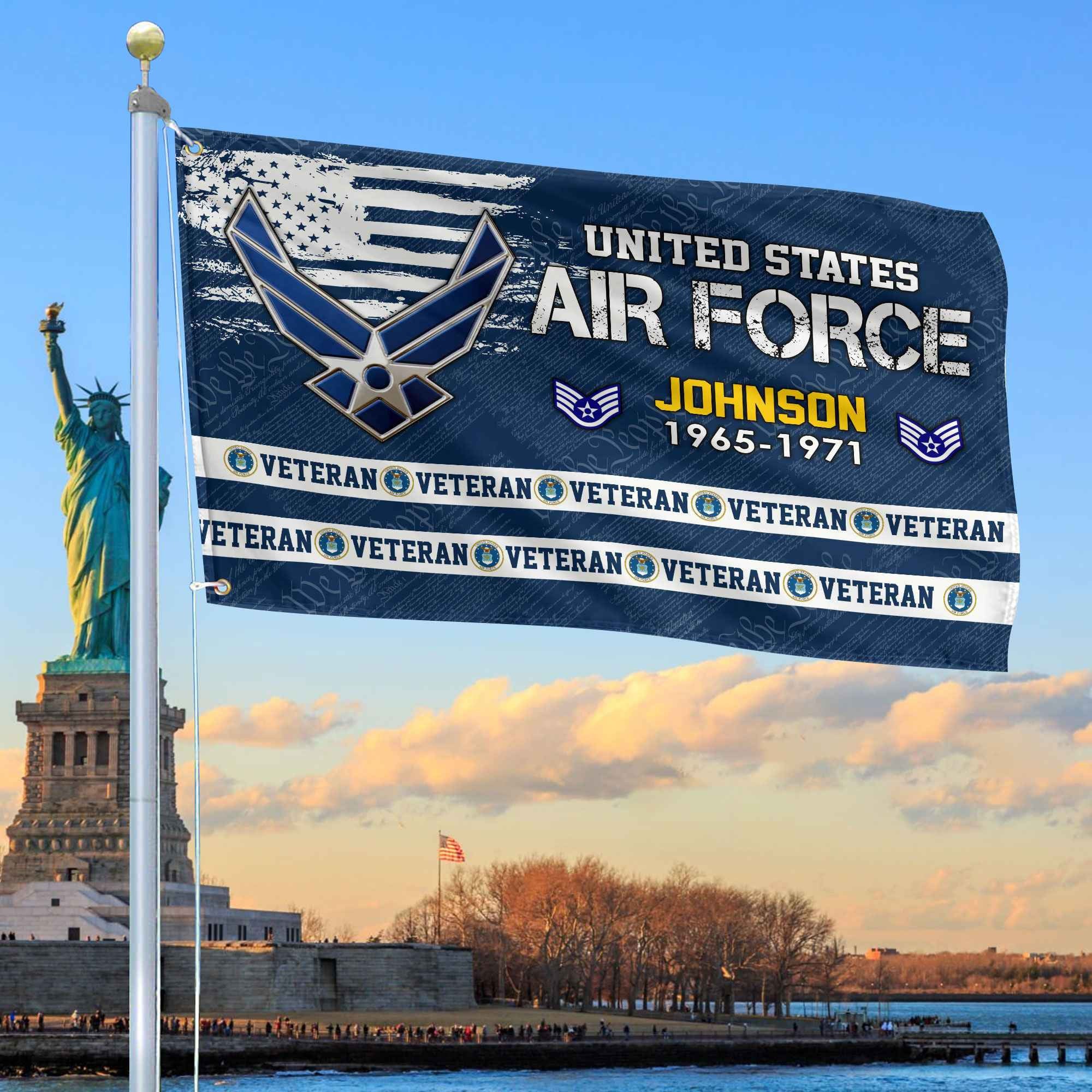 Premium Custom USAF Grommet Flag, Gifts For Air Force Veteran, Best Gifts On Father's Day, Armed Forces Day, Independence Day, Veterans Day.