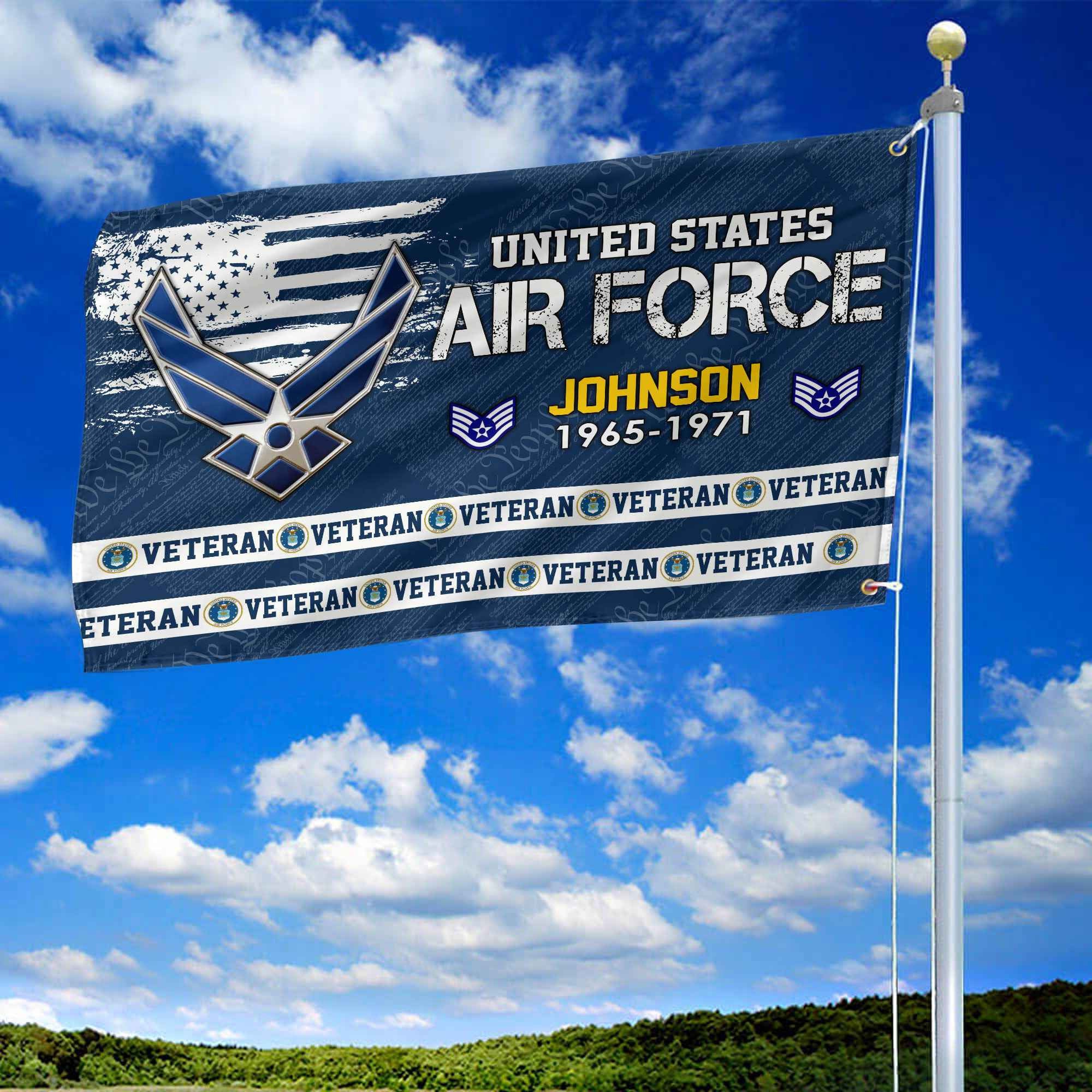 Premium Custom USAF Grommet Flag, Gifts For Air Force Veteran, Best Gifts On Father's Day, Armed Forces Day, Independence Day, Veterans Day.