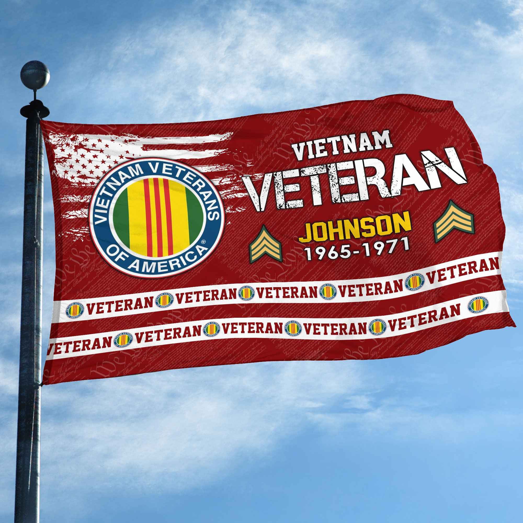 Premium Custom Vietnam Veteran Grommet Flag, Gifts For Vietnam Veteran, Best Gifts On Father's Day, Armed Forces Day, Independence Day, Veterans Day.