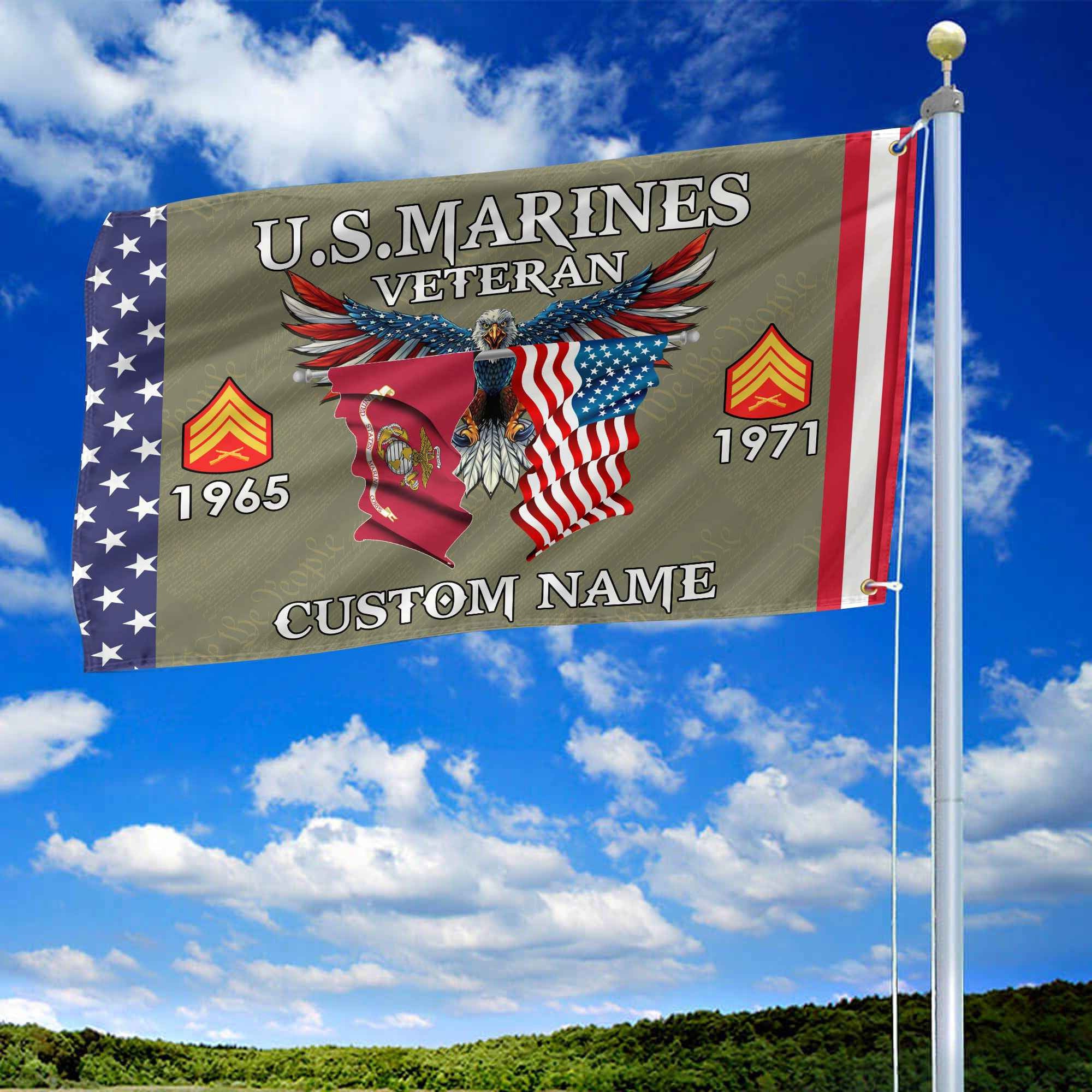 USMC Custom Grommet Flag, Gifts For Marine Veteran, Best Gifts On Father's Day, Armed Forces Day, Independence Day, Veterans Day.