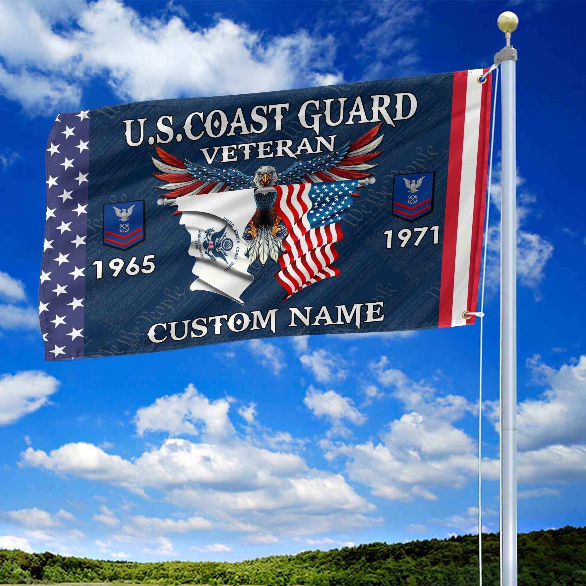 USCG Custom Grommet Flag, Gifts For Coast Guard Veteran, Best Gifts On Father's Day, Armed Forces Day, Independence Day, Veterans Day.