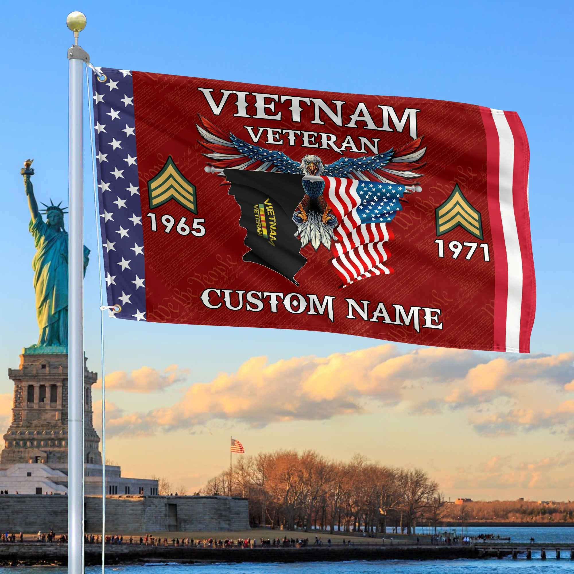 Vietnam Veteran Custom Grommet Flag, Gifts For Vietnam Veteran, Best Gifts On Father's Day, Armed Forces Day, Independence Day, Veterans Day.