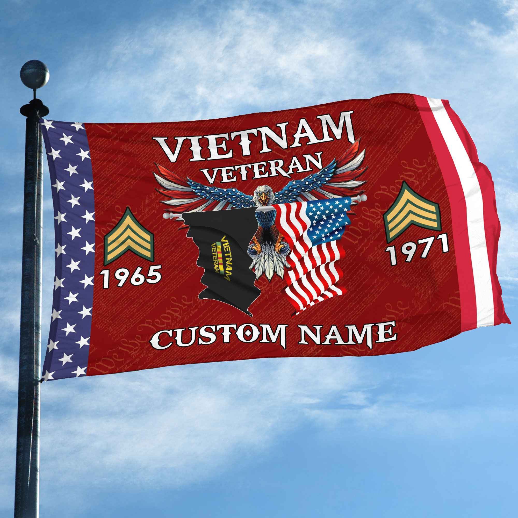 Vietnam Veteran Custom Grommet Flag, Gifts For Vietnam Veteran, Best Gifts On Father's Day, Armed Forces Day, Independence Day, Veterans Day.
