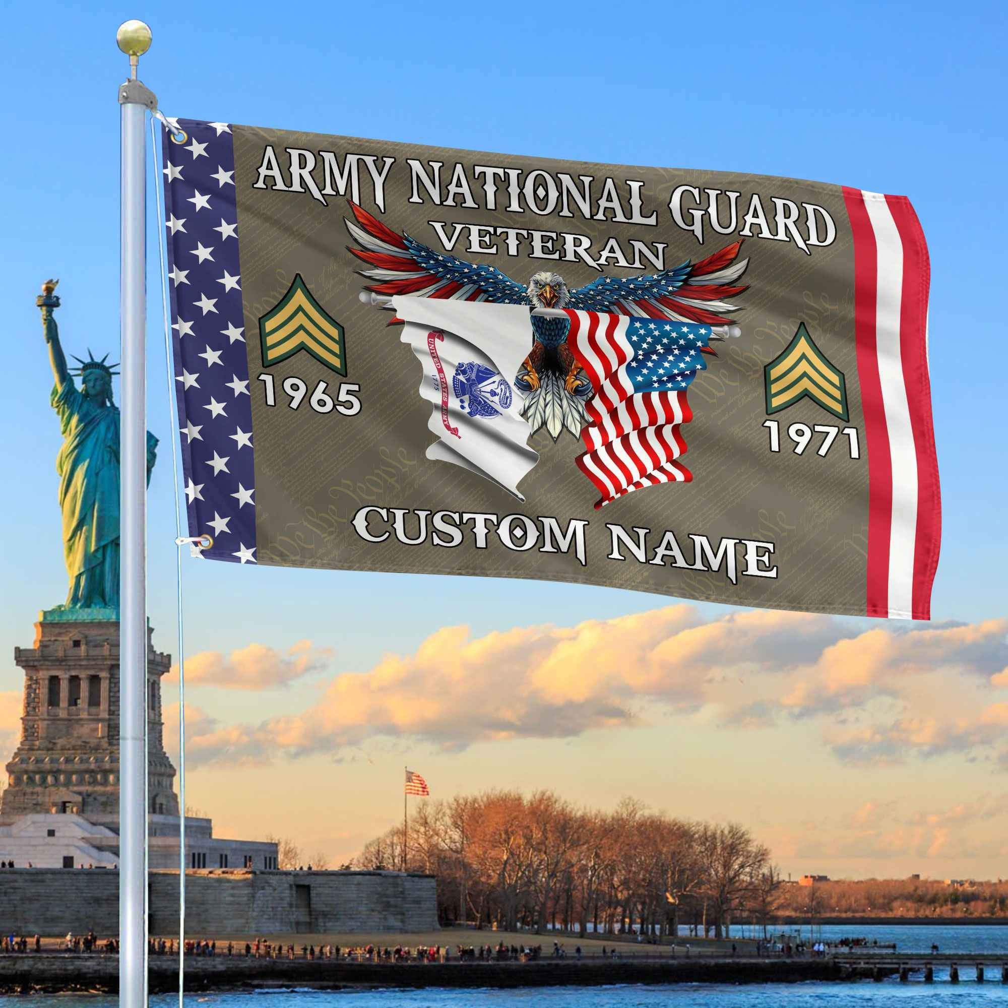US Army National Guard Custom Grommet Flag, Gifts For Army National Guard Veteran, Best Gifts On Father's Day, Armed Forces Day, Independence Day, Veterans Day.