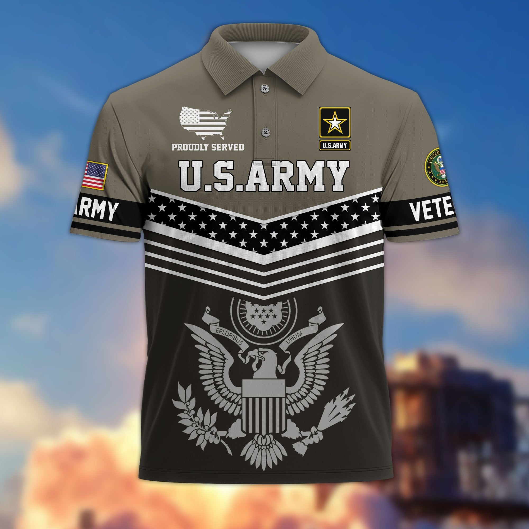 Premium US Veterans Polo Shirt, Gifts For US Veterans, Gifts For Dad, For Husband, Best Gifts On Father's Day, Armed Forces Day, Independence Day, Veterans Day.