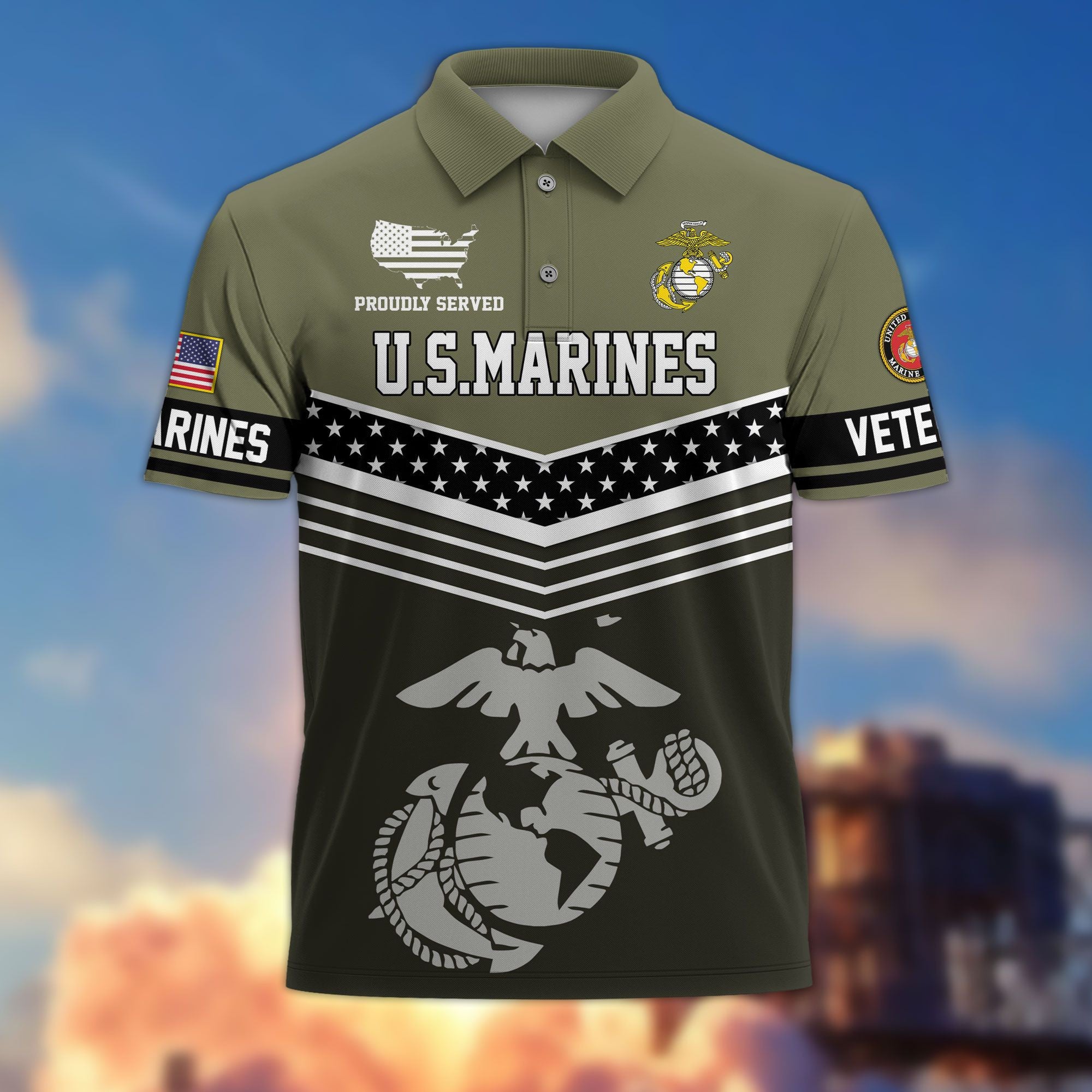 Premium US Veterans Polo Shirt, Gifts For US Veterans, Gifts For Dad, For Husband, Best Gifts On Father's Day, Armed Forces Day, Independence Day, Veterans Day.