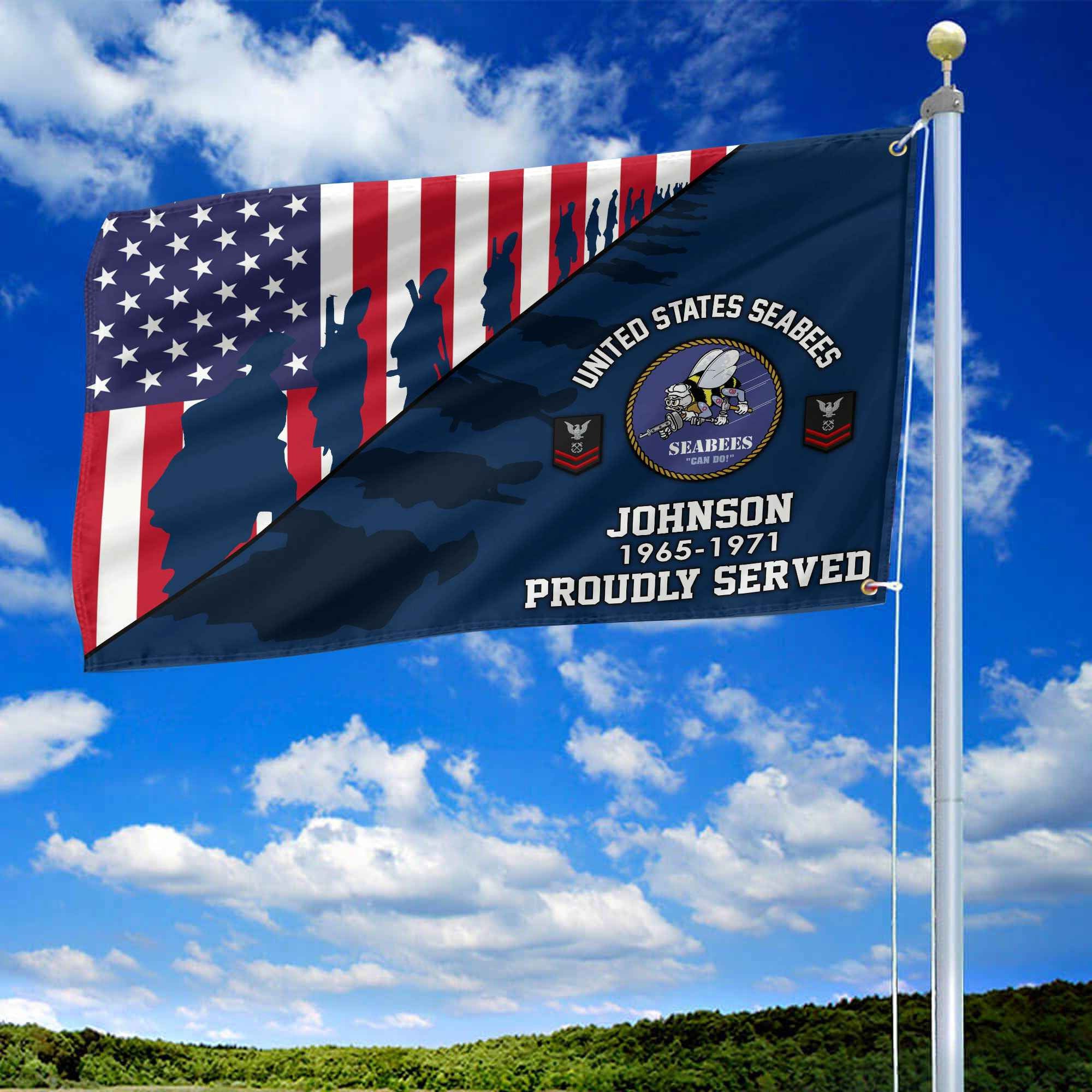 Premium Custom US Seabees Grommet Flag, Gifts For Seabees Veteran, Gifts For Dad, For Husband, Best Gifts On Father's Day, Armed Forces Day, Independence Day, Veterans Day.