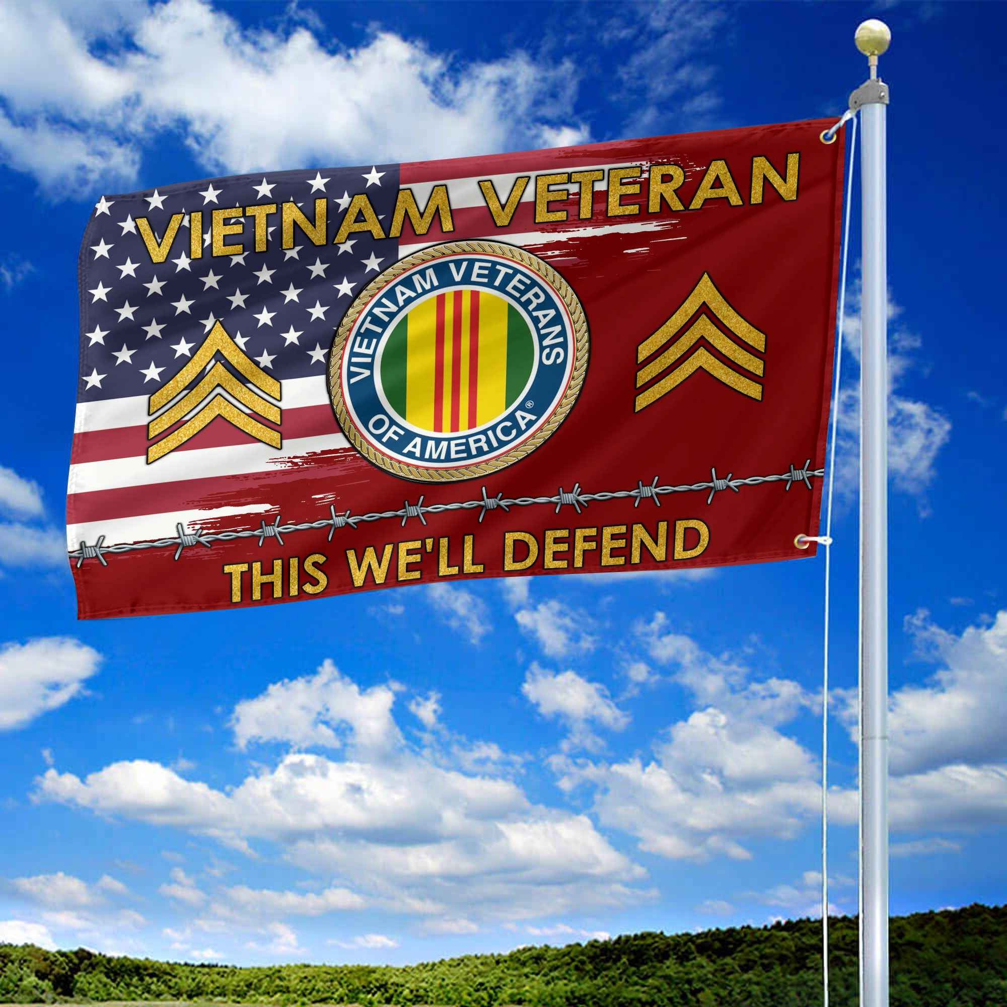 Unique Custom Name, Rank Vietnam Veteran Grommet Flag, Gifts For Vietnam Veteran, Gifts For Dad, For Husband, Best Gifts On Father's Day, Independence Day, Veterans Day.