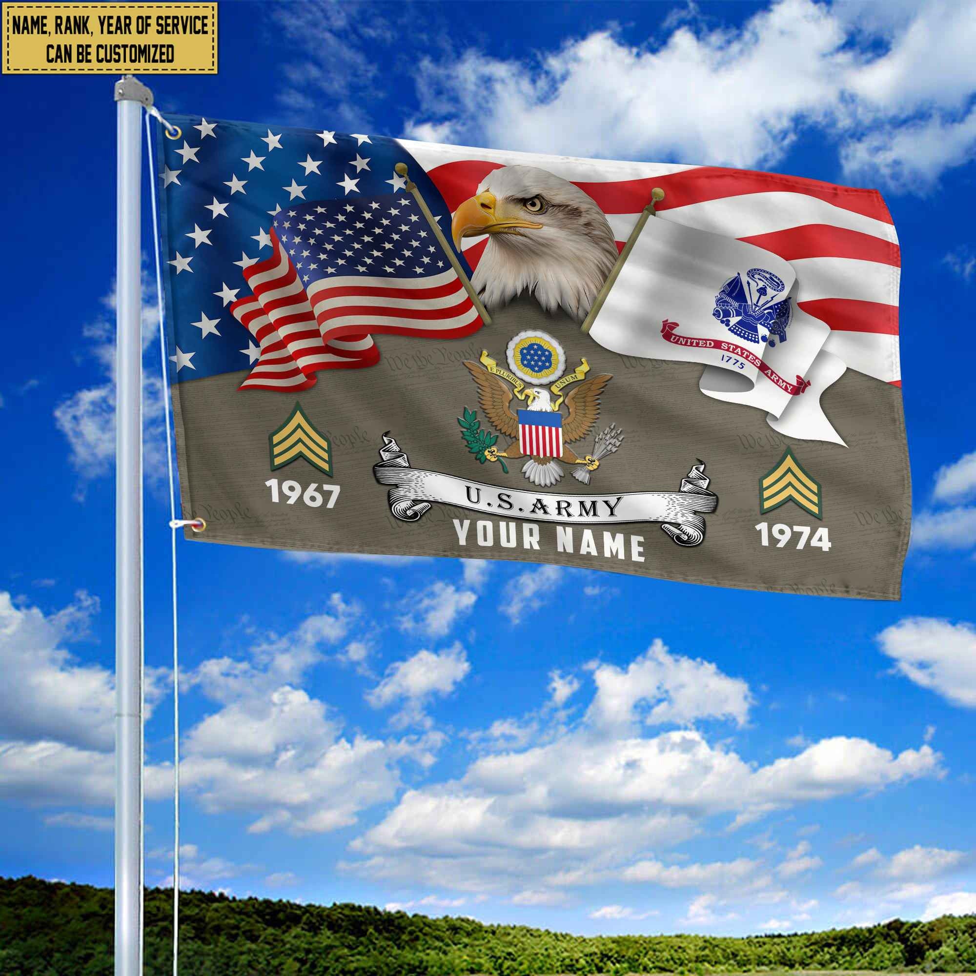 Premium Custom US Army Grommet Flag, Gifts For Army Veteran, Best Gifts On Father's Day, Armed Forces Day, Independence Day, Veterans Day.