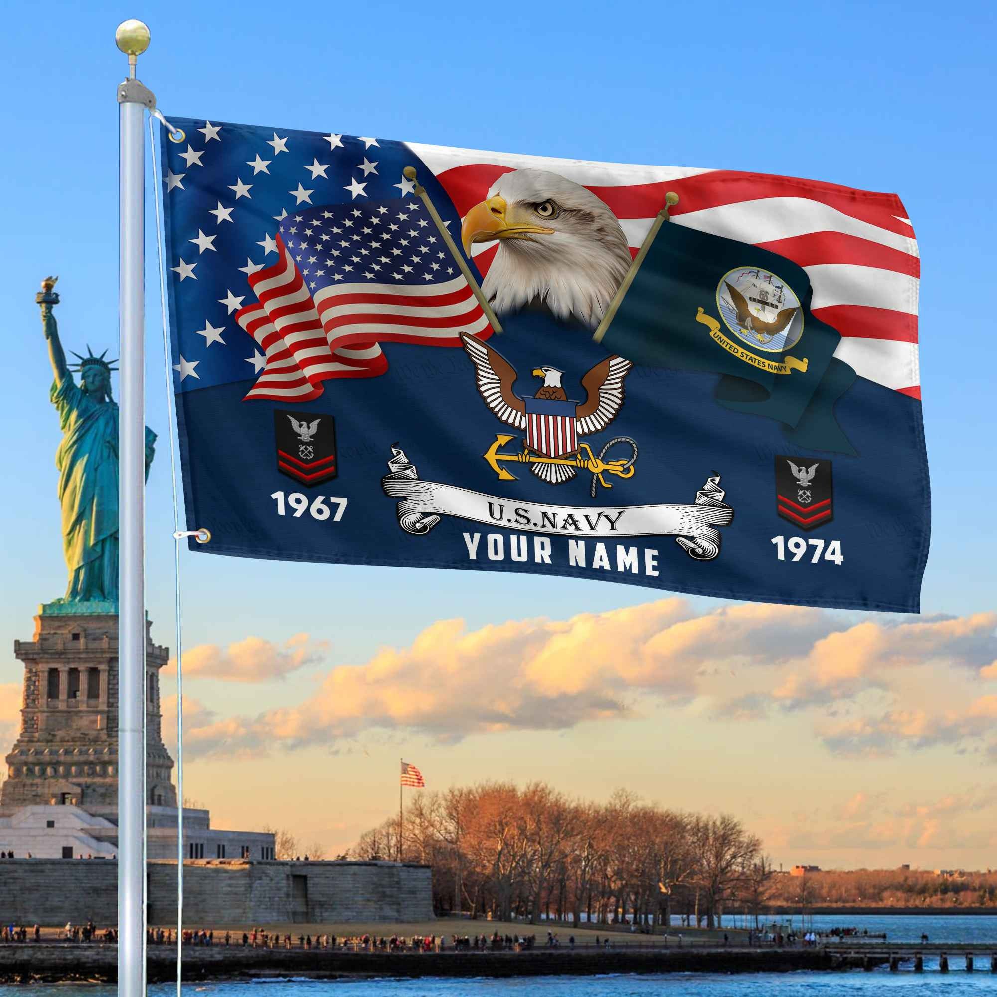 Premium Custom US Navy Grommet Flag, Gifts For Navy Veteran, Best Gifts On Father's Day, Armed Forces Day, Independence Day, Veterans Day.