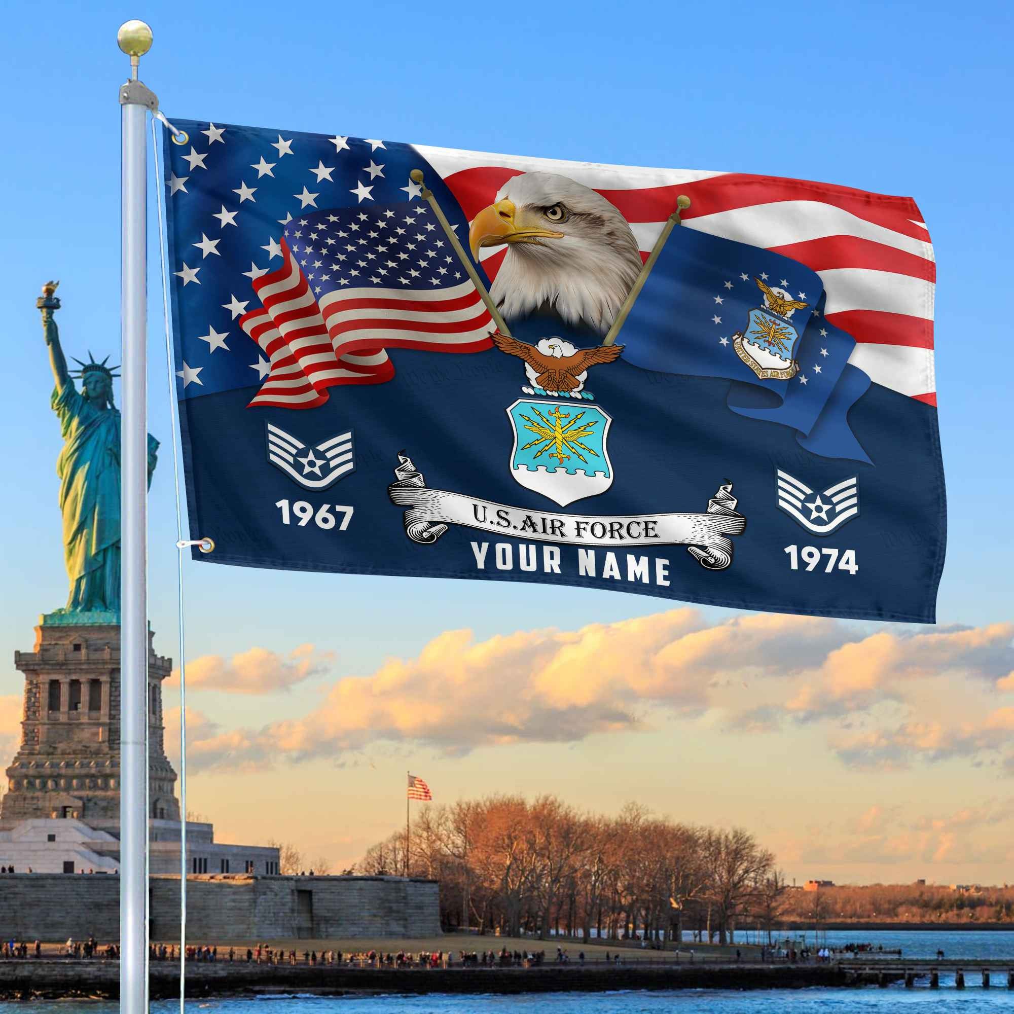 Premium Custom USAF Grommet Flag, Gifts For Air Force Veteran, Best Gifts On Father's Day, Armed Forces Day, Independence Day, Veterans Day.