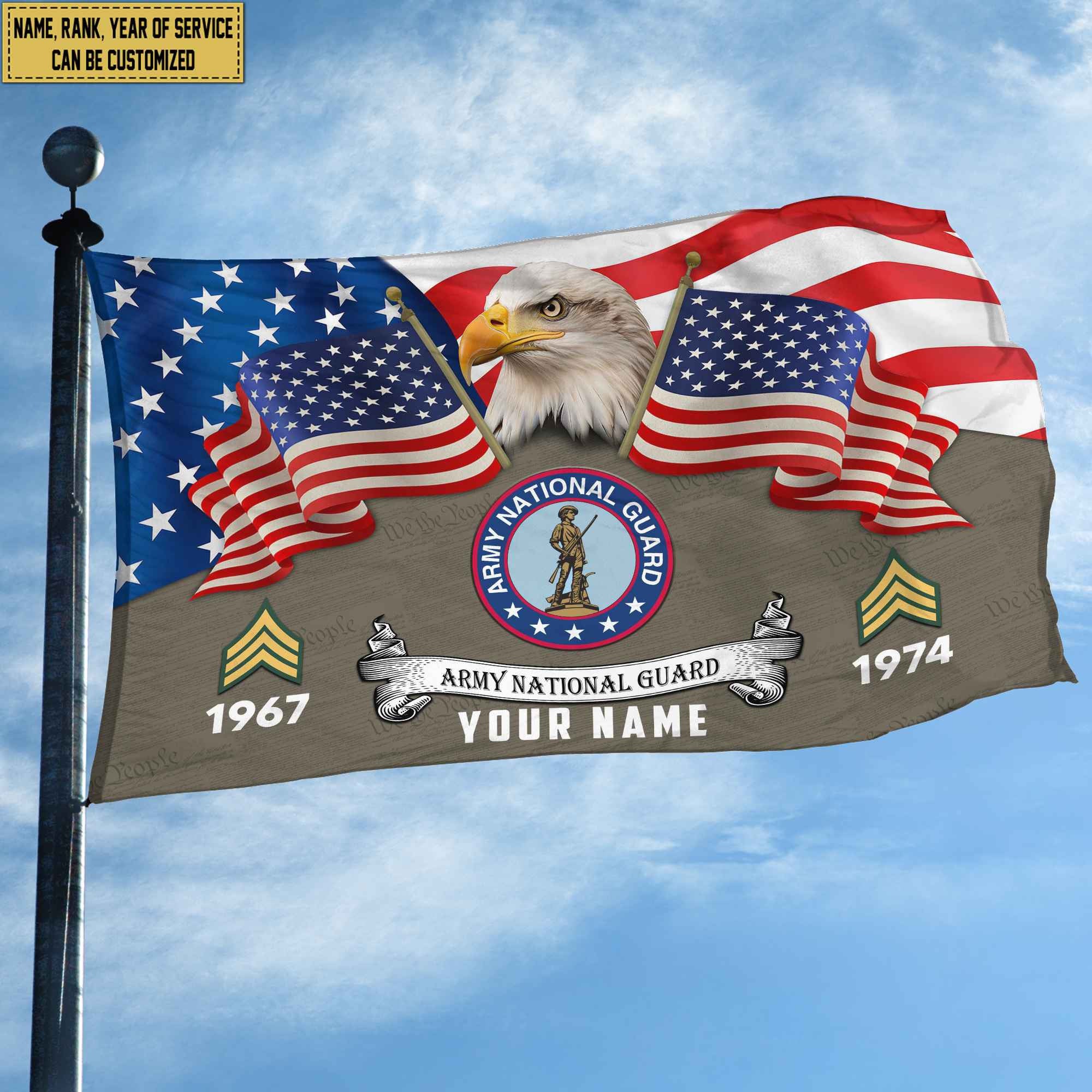 Premium Custom US Army National Guard Grommet Flag, Gifts For Army National Guard Veteran, Best Gifts On Father's Day, Armed Forces Day, Independence Day, Veterans Day.