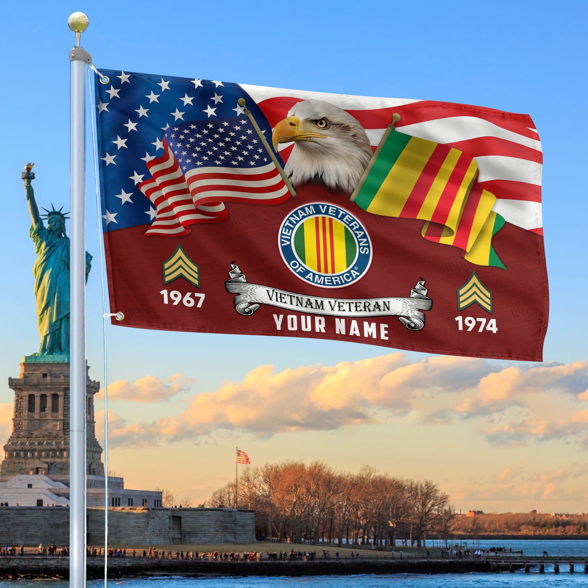 Premium Custom Vietnam Veteran Grommet Flag, Gifts For Vietnam Veteran, Best Gifts On Father's Day, Armed Forces Day, Independence Day, Veterans Day.