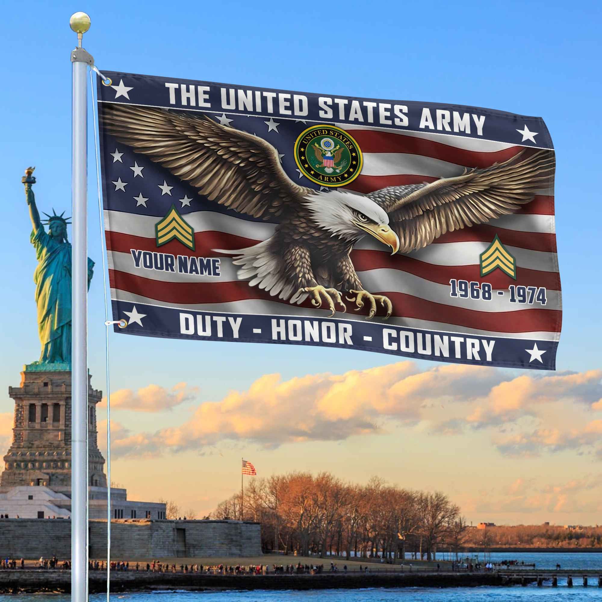 US Army Custom Grommet Flag, Gifts For Army Veteran, Best Gifts On Father's Day, Armed Forces Day, Independence Day, Veterans Day.