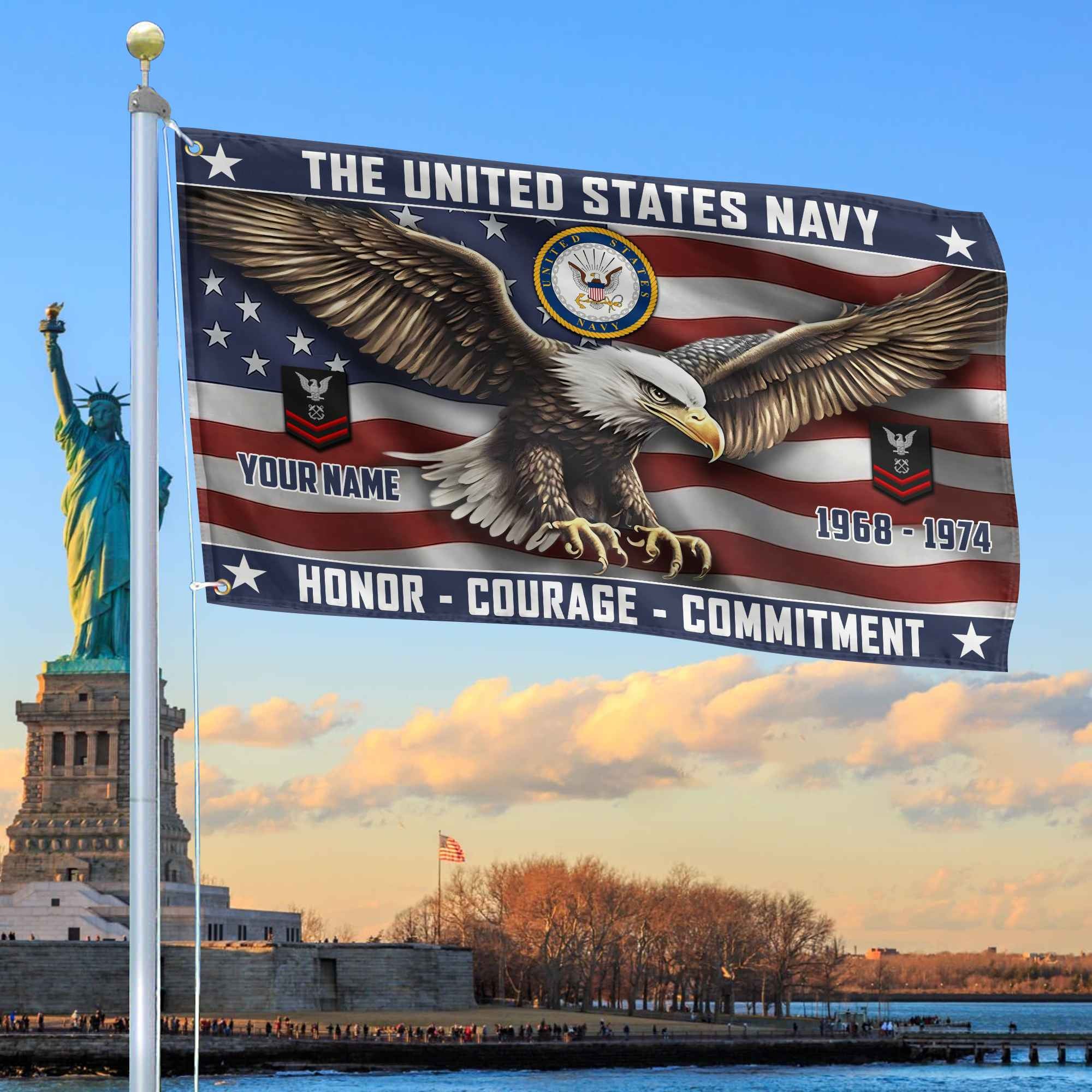 US Navy Custom Grommet Flag, Gifts For Navy Veteran, Best Gifts On Father's Day, Armed Forces Day, Independence Day, Veterans Day.