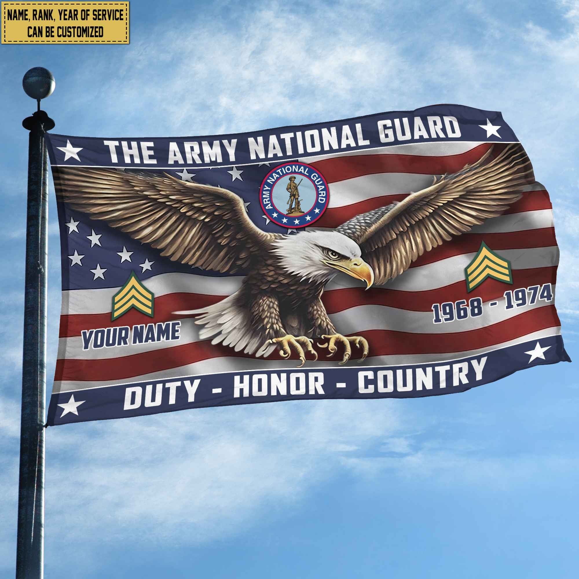 US Army National Guard Custom Grommet Flag, Gifts For Army National Guard Veteran, Best Gifts On Father's Day, Armed Forces Day, Independence Day, Veterans Day.