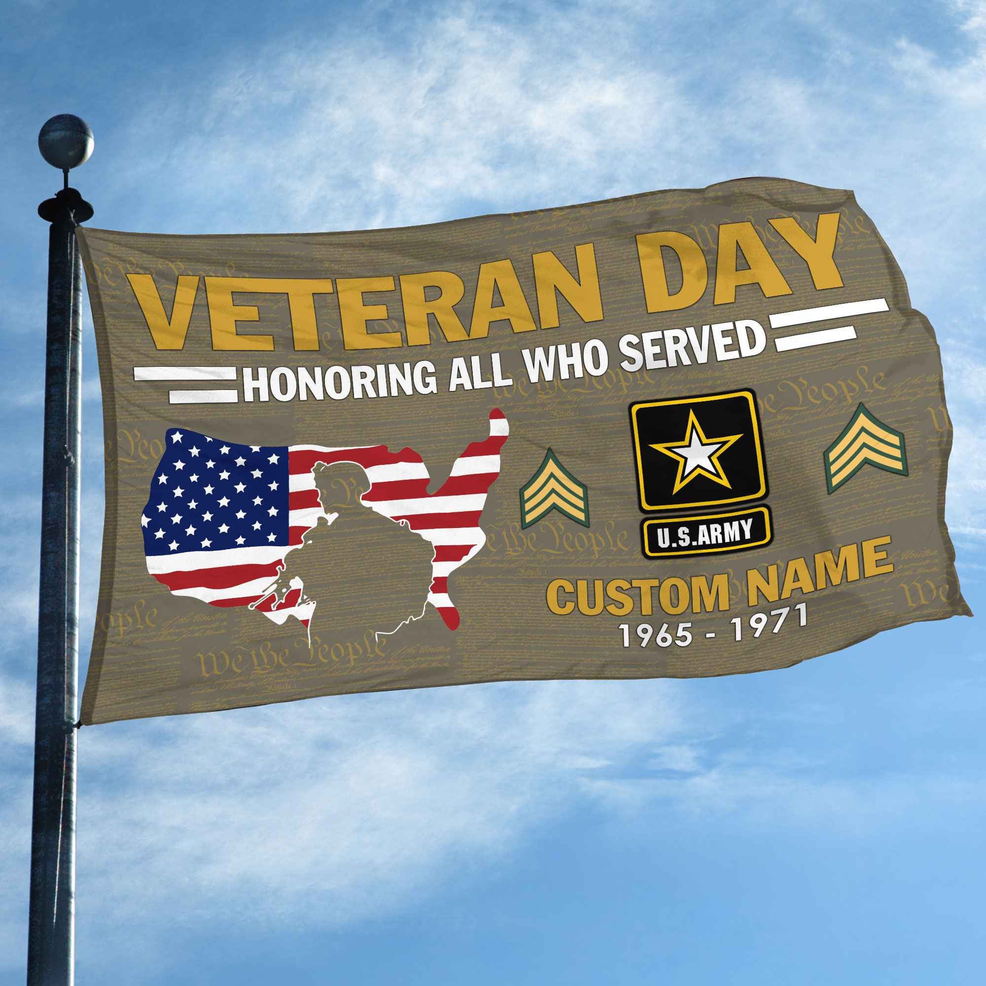Premium Custom US Army Grommet Flag, Gifts For Army Veteran, Gifts For Dad, For Husband, Best Gifts On Father's Day, Armed Forces Day, Independence Day, Veterans Day.