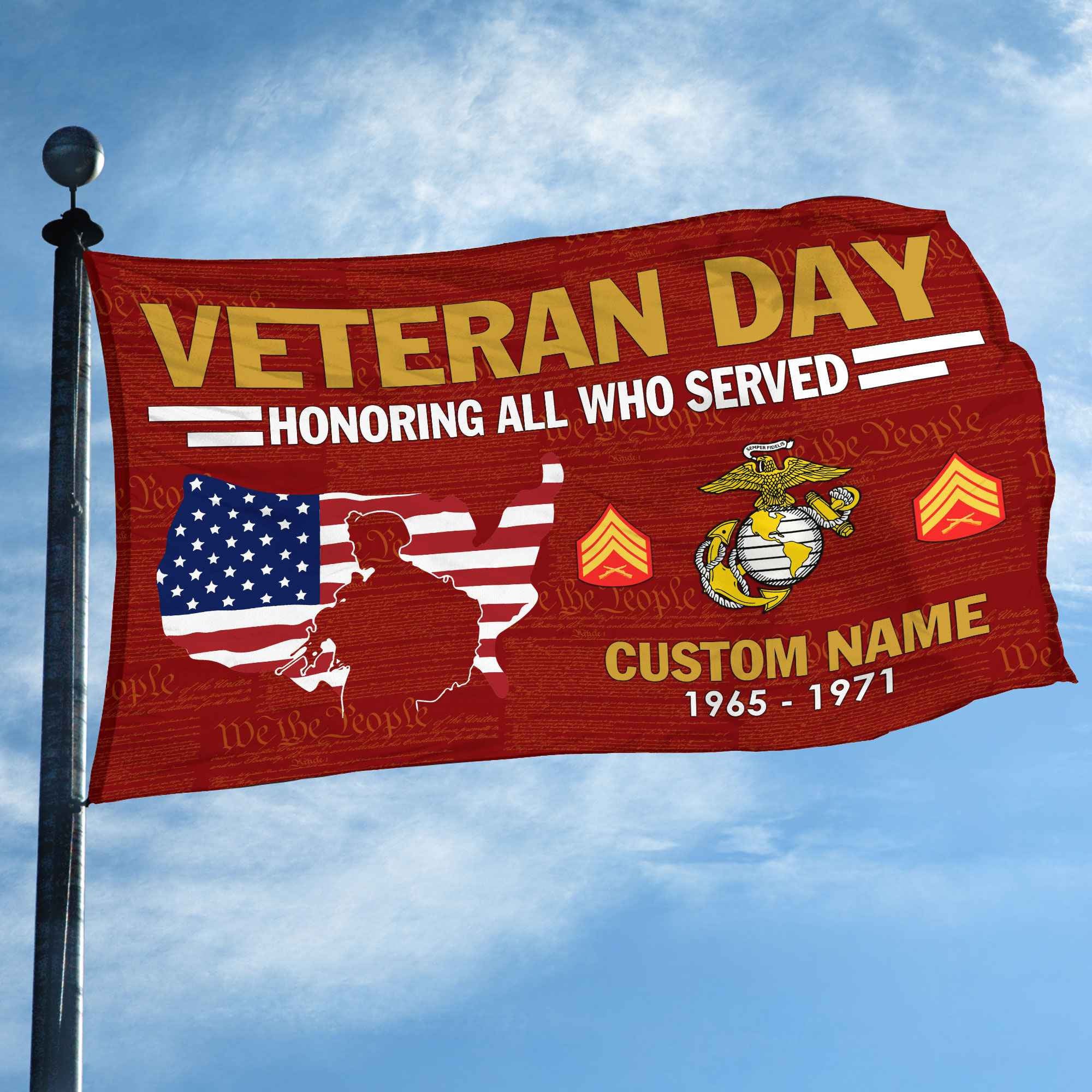 Premium Custom USMC Grommet Flag, Gifts For Marine Veteran, Gifts For Dad, For Husband, Best Gifts On Father's Day, Armed Forces Day, Independence Day, Veterans Day.