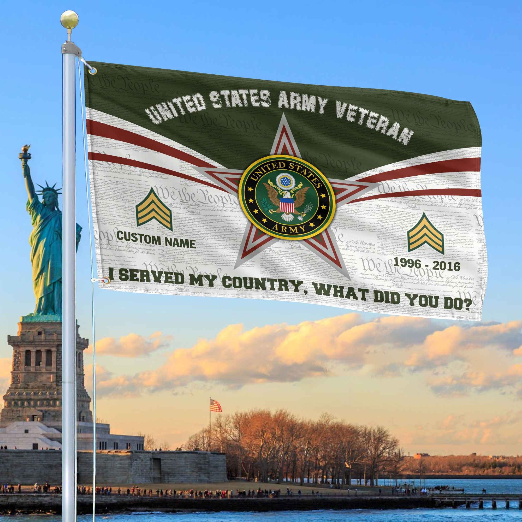 Premium Custom US Army Grommet Flag, Gifts For Army Veteran, Best Gifts On Father's Day, Armed Forces Day, Independence Day, Veterans Day.