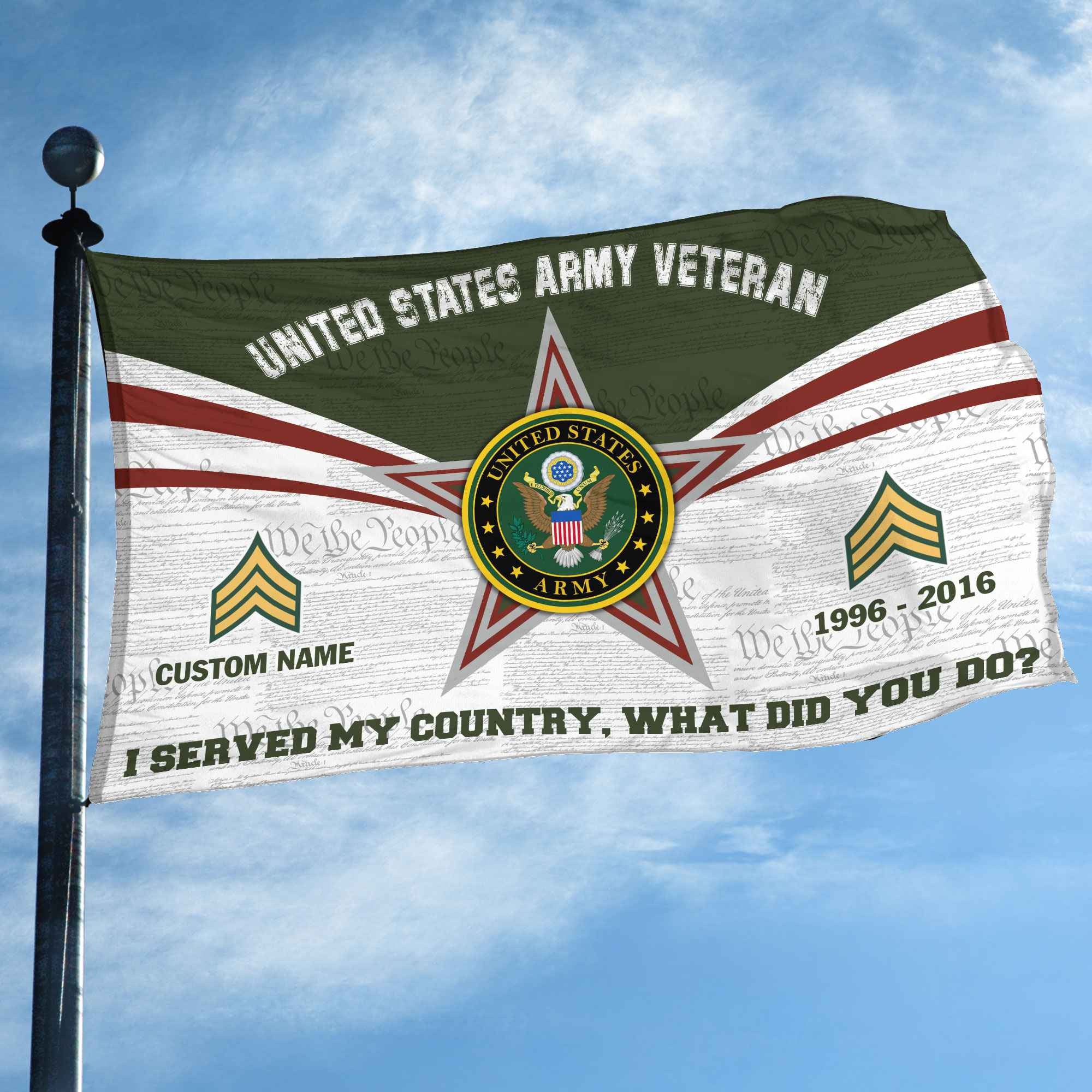 Premium Custom US Army Grommet Flag, Gifts For Army Veteran, Best Gifts On Father's Day, Armed Forces Day, Independence Day, Veterans Day.