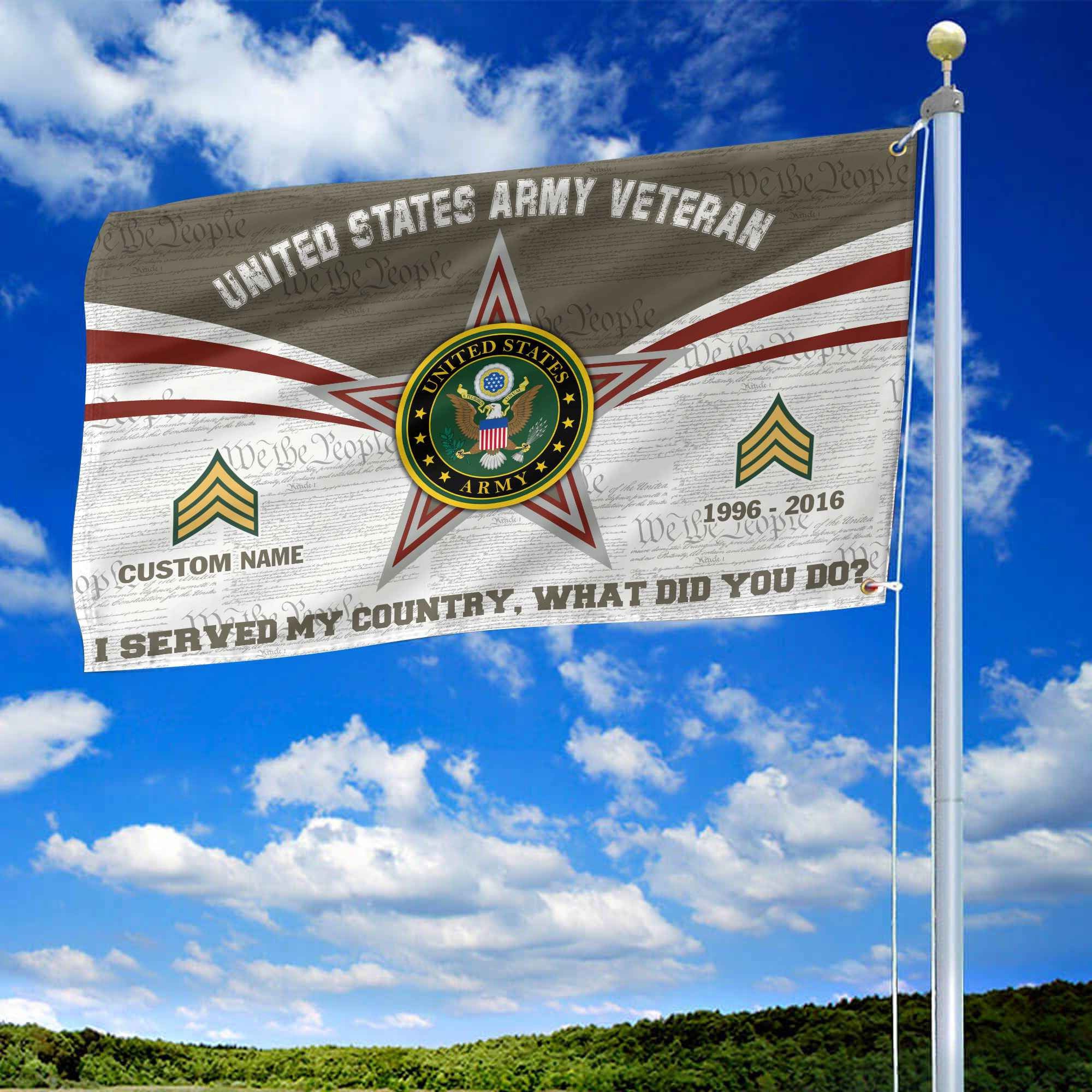 Premium Custom US Army Grommet Flag, Gifts For Army Veteran, Best Gifts On Father's Day, Armed Forces Day, Independence Day, Veterans Day.