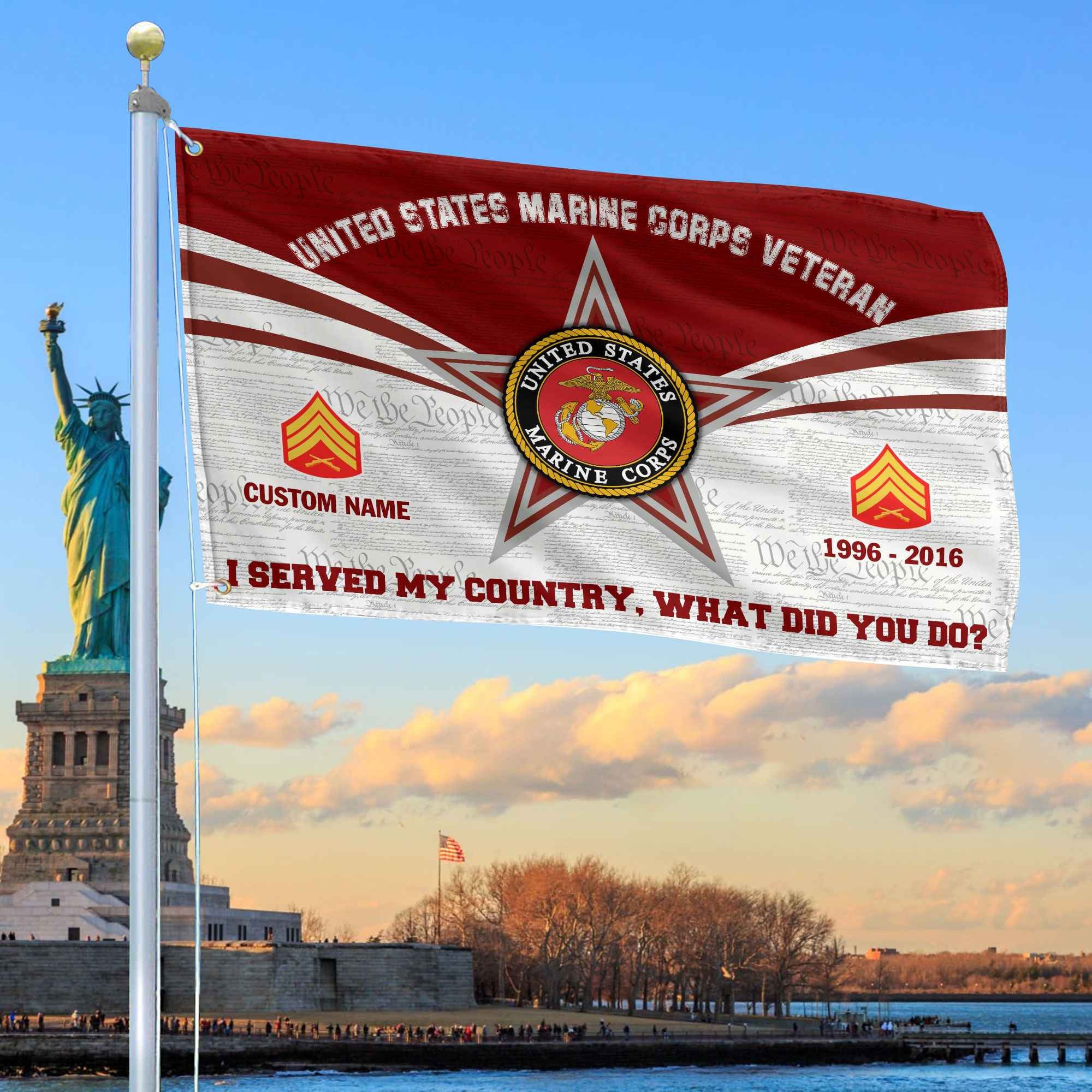 Premium Custom USMC Grommet Flag, Gifts For Marine Veteran, Best Gifts On Father's Day, Armed Forces Day, Independence Day, Veterans Day.