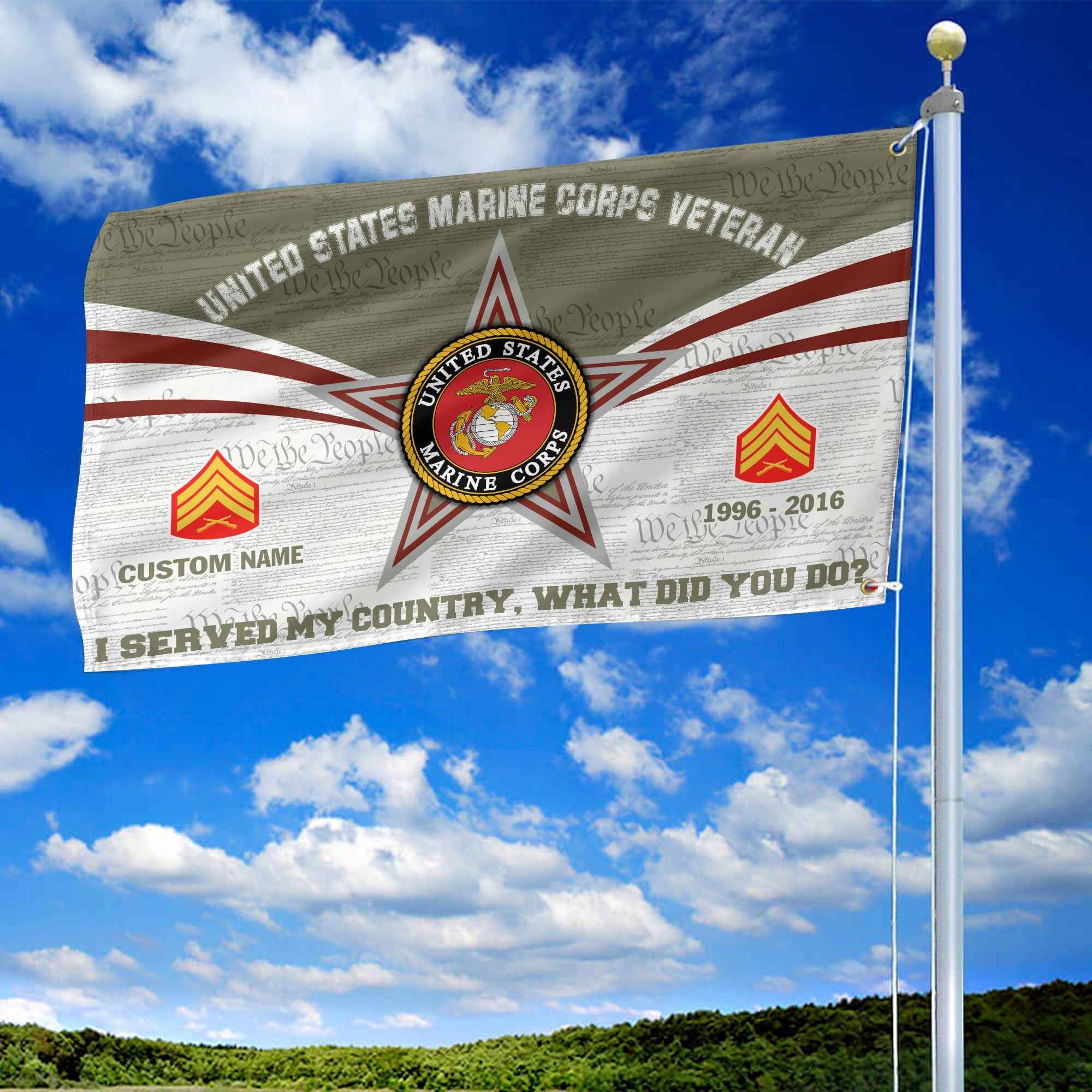 Premium Custom USMC Grommet Flag, Gifts For Marine Veteran, Best Gifts On Father's Day, Armed Forces Day, Independence Day, Veterans Day.