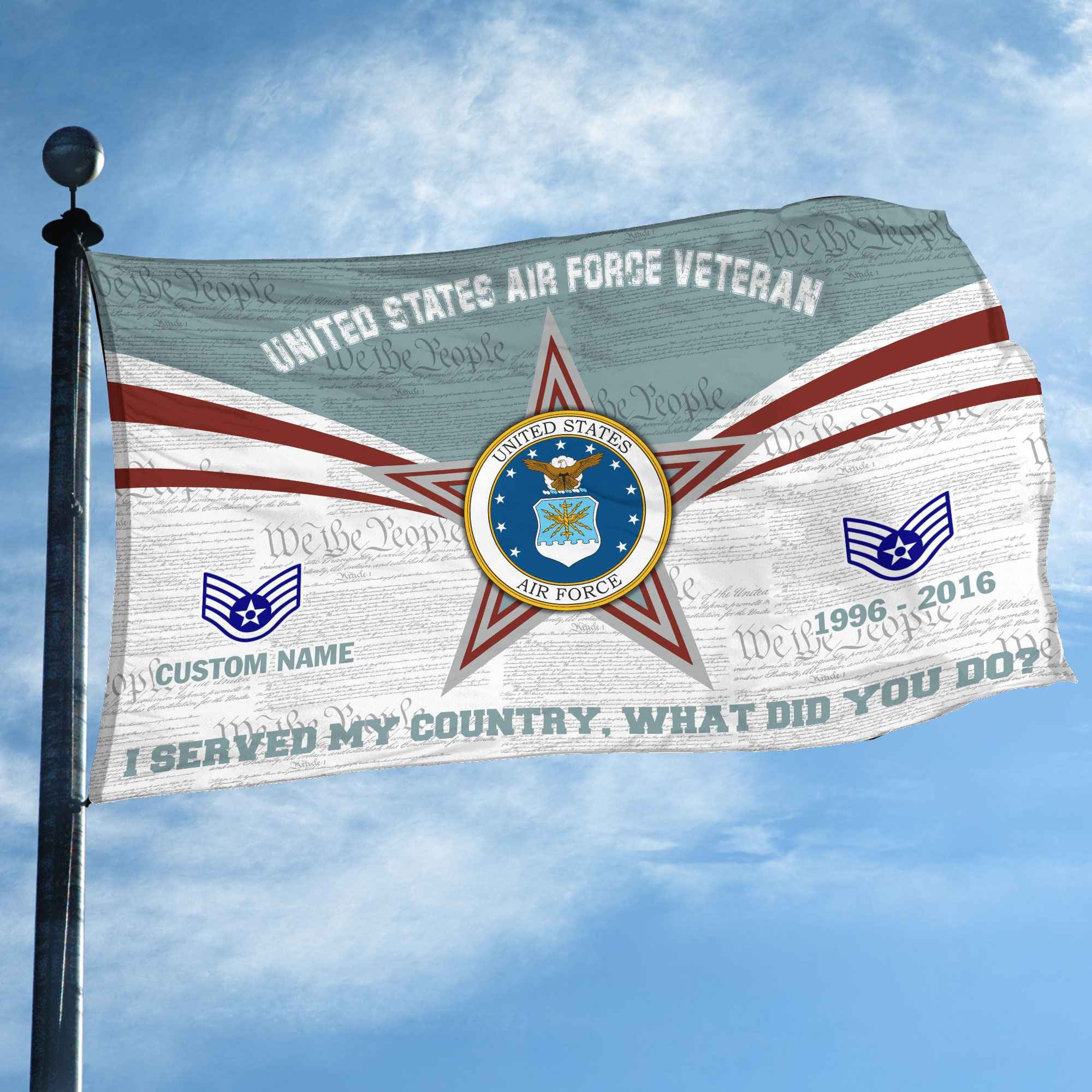 Premium Custom USAF Grommet Flag, Gifts For Air Force Veteran, Best Gifts On Father's Day, Armed Forces Day, Independence Day, Veterans Day.