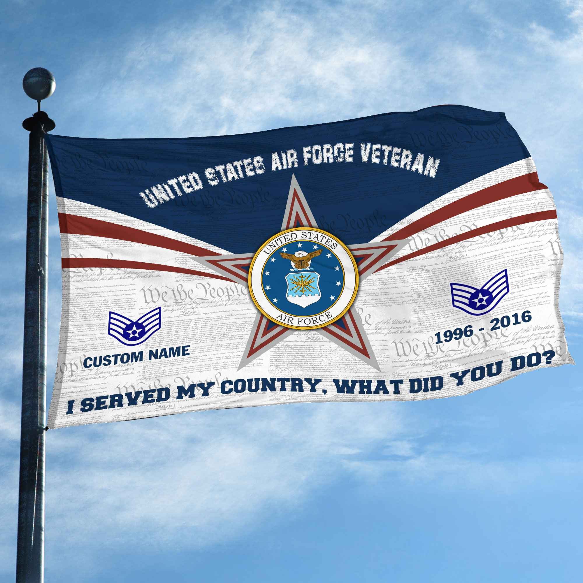 Premium Custom USAF Grommet Flag, Gifts For Air Force Veteran, Best Gifts On Father's Day, Armed Forces Day, Independence Day, Veterans Day.