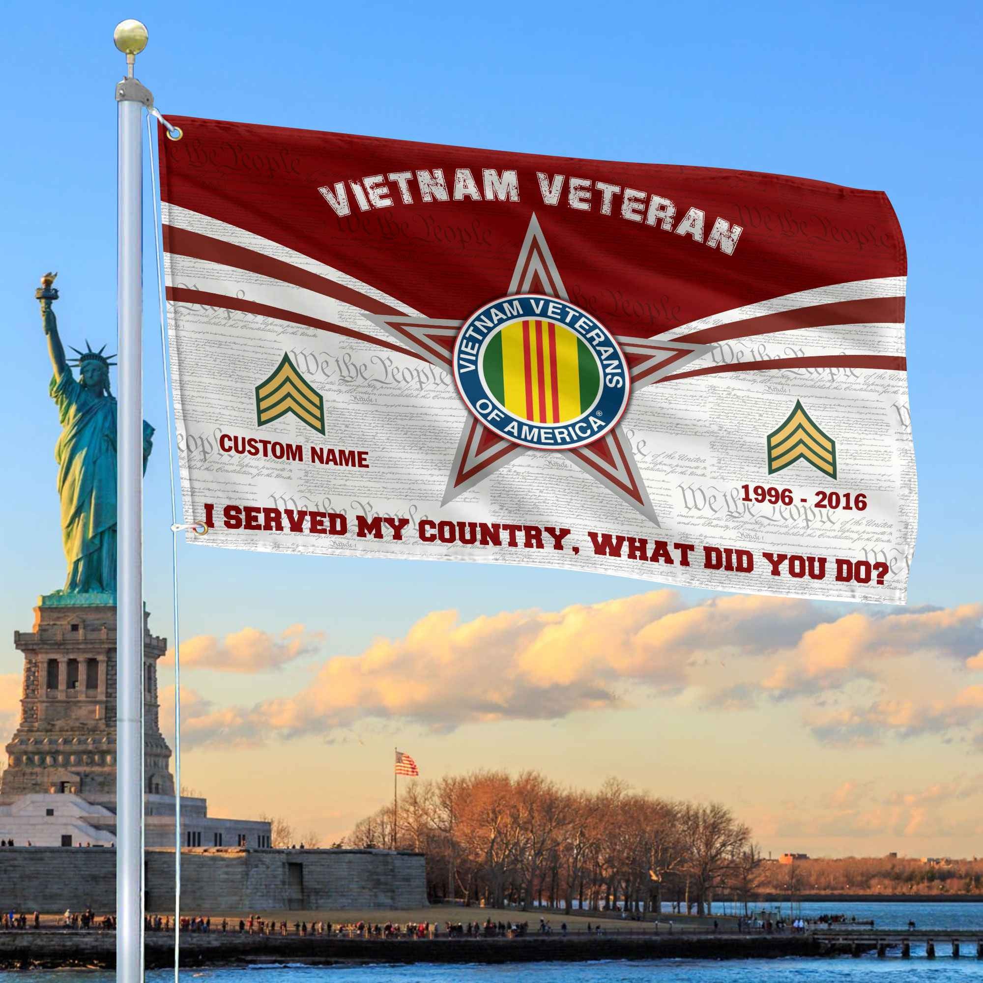 Premium Custom Vietnam Veteran Grommet Flag, Gifts For Vietnam Veteran, Best Gifts On Father's Day, Armed Forces Day, Independence Day, Veterans Day.