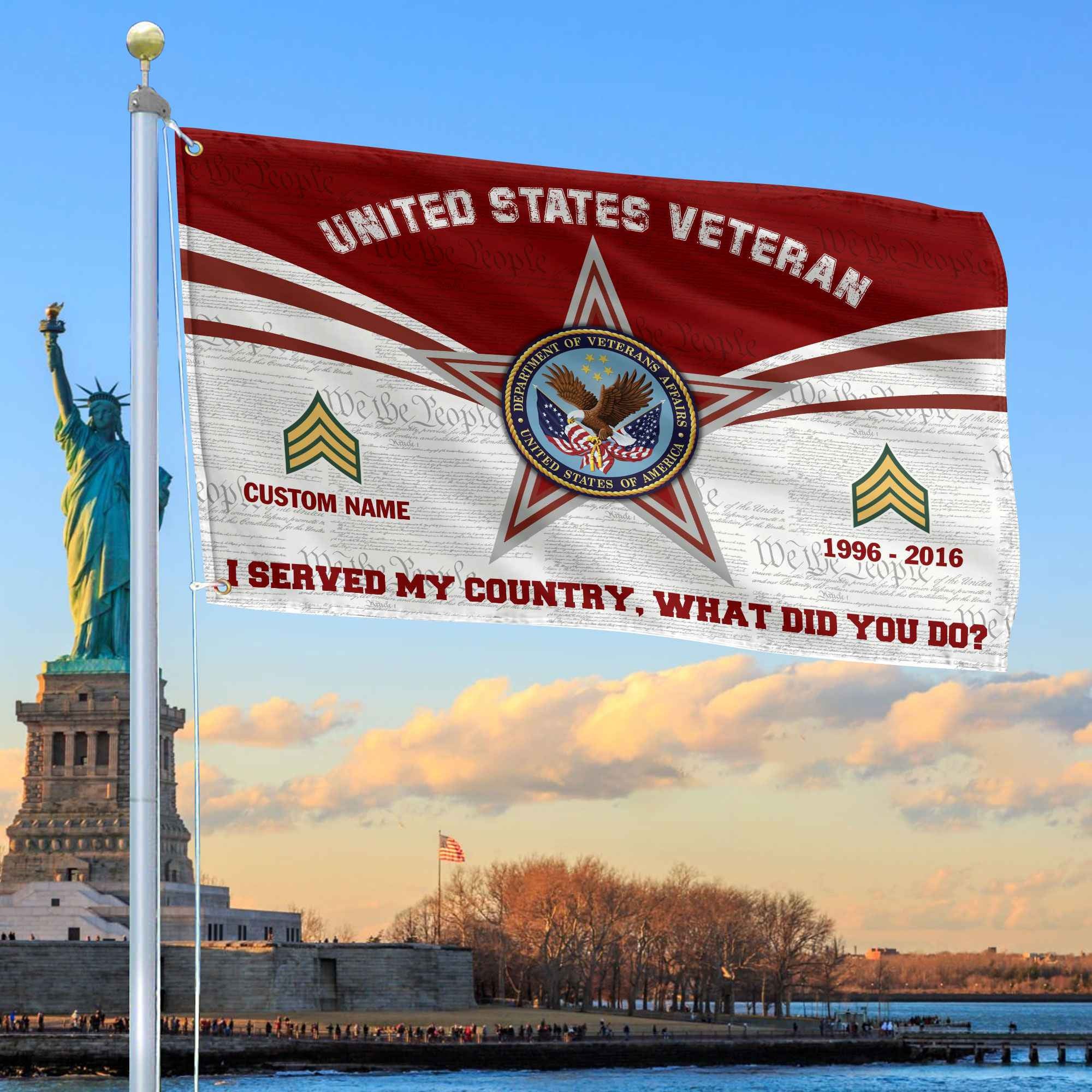 Premium Custom US Veteran Grommet Flag, Gifts For US Veteran, Best Gifts On Father's Day, Armed Forces Day, Independence Day, Veterans Day.