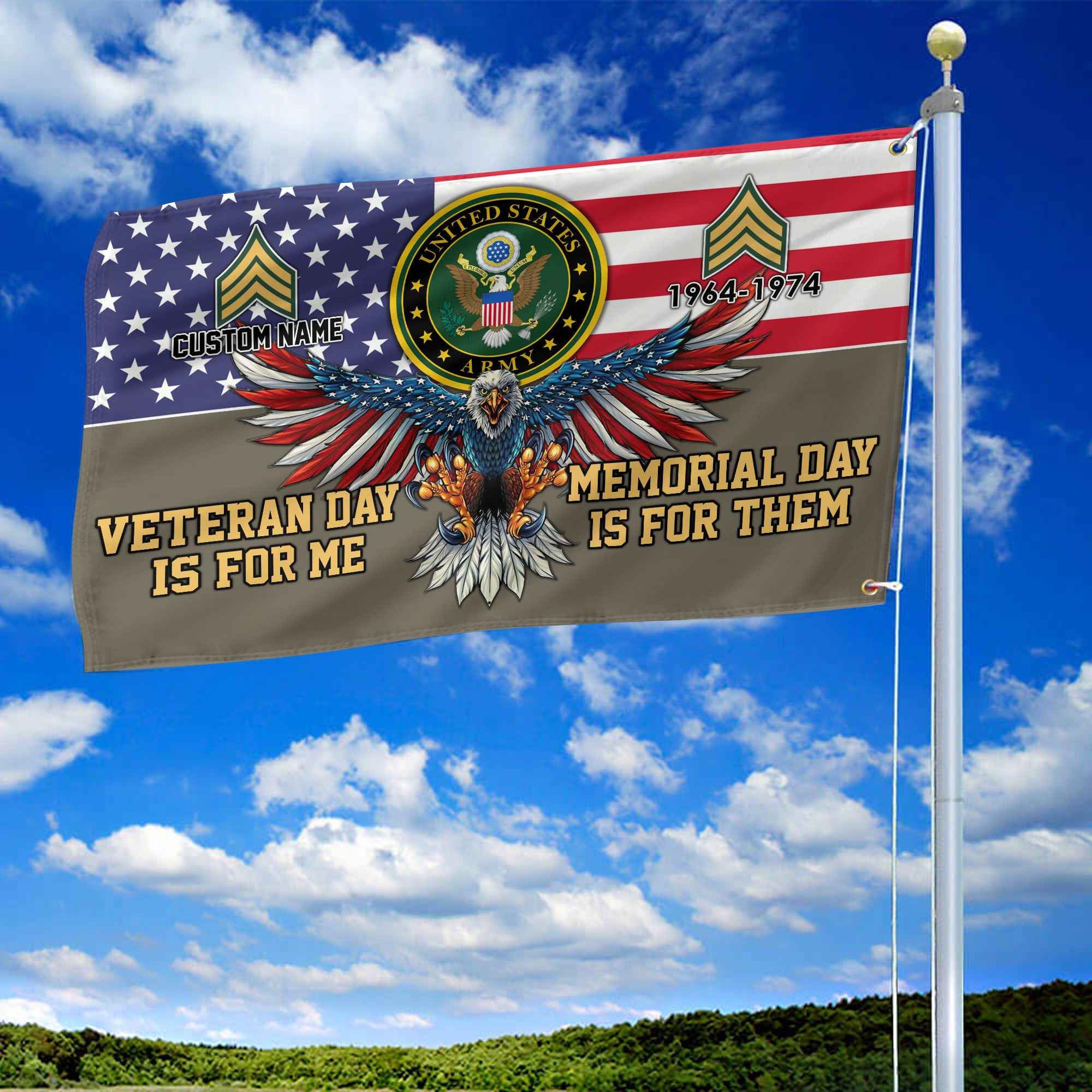 US Army Custom Grommet Flag, Gifts For Army Veteran, Best Gifts On Father's Day, Armed Forces Day, Independence Day, Veterans Day.
