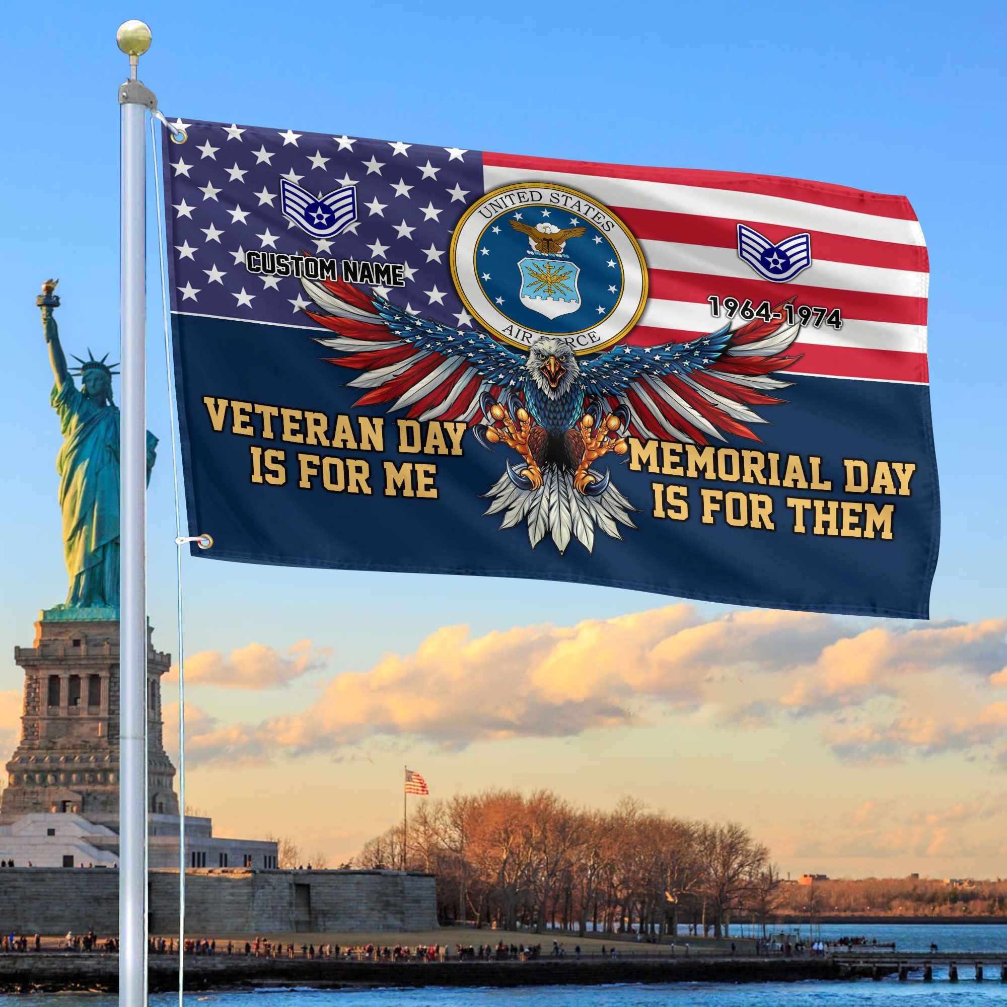 USAF Custom Grommet Flag, Gifts For Air Force Veteran, Best Gifts On Father's Day, Armed Forces Day, Independence Day, Veterans Day.