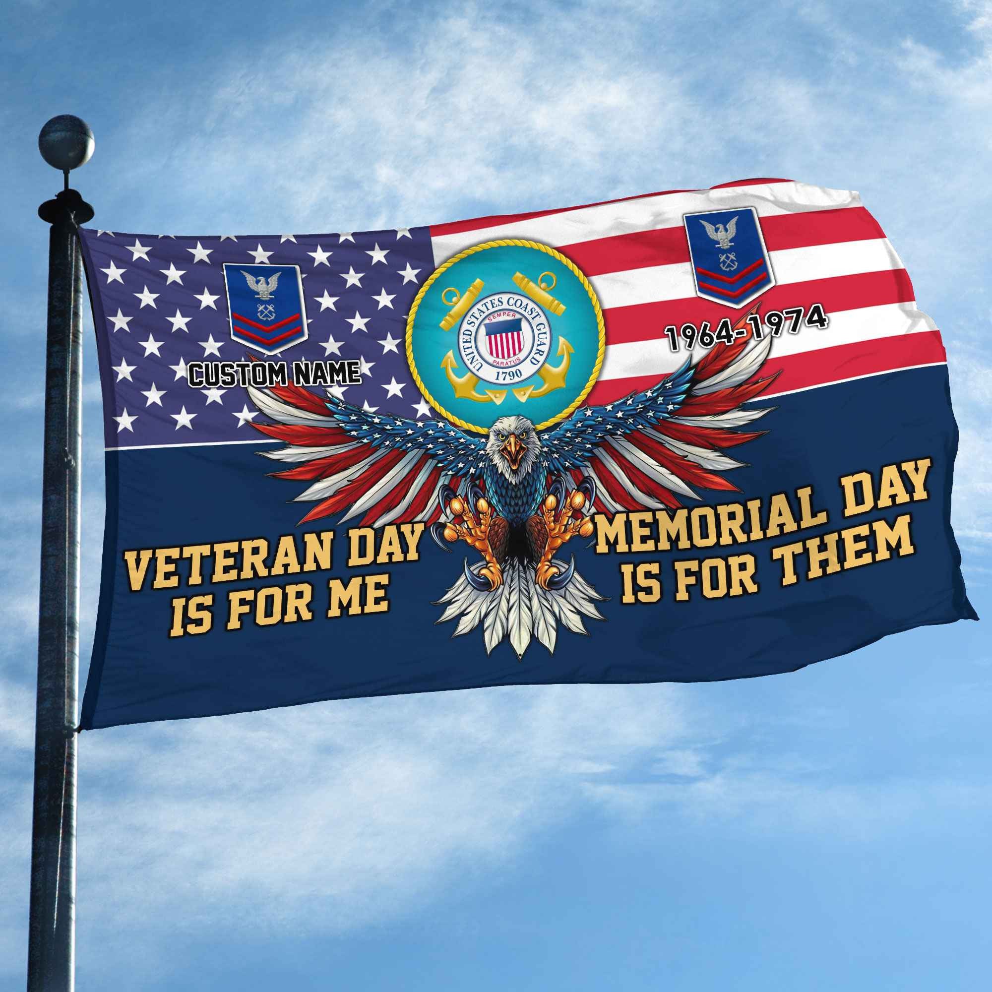 USCG Custom Grommet Flag, Gifts For Coast Guard Veteran, Best Gifts On Father's Day, Armed Forces Day, Independence Day, Veterans Day.