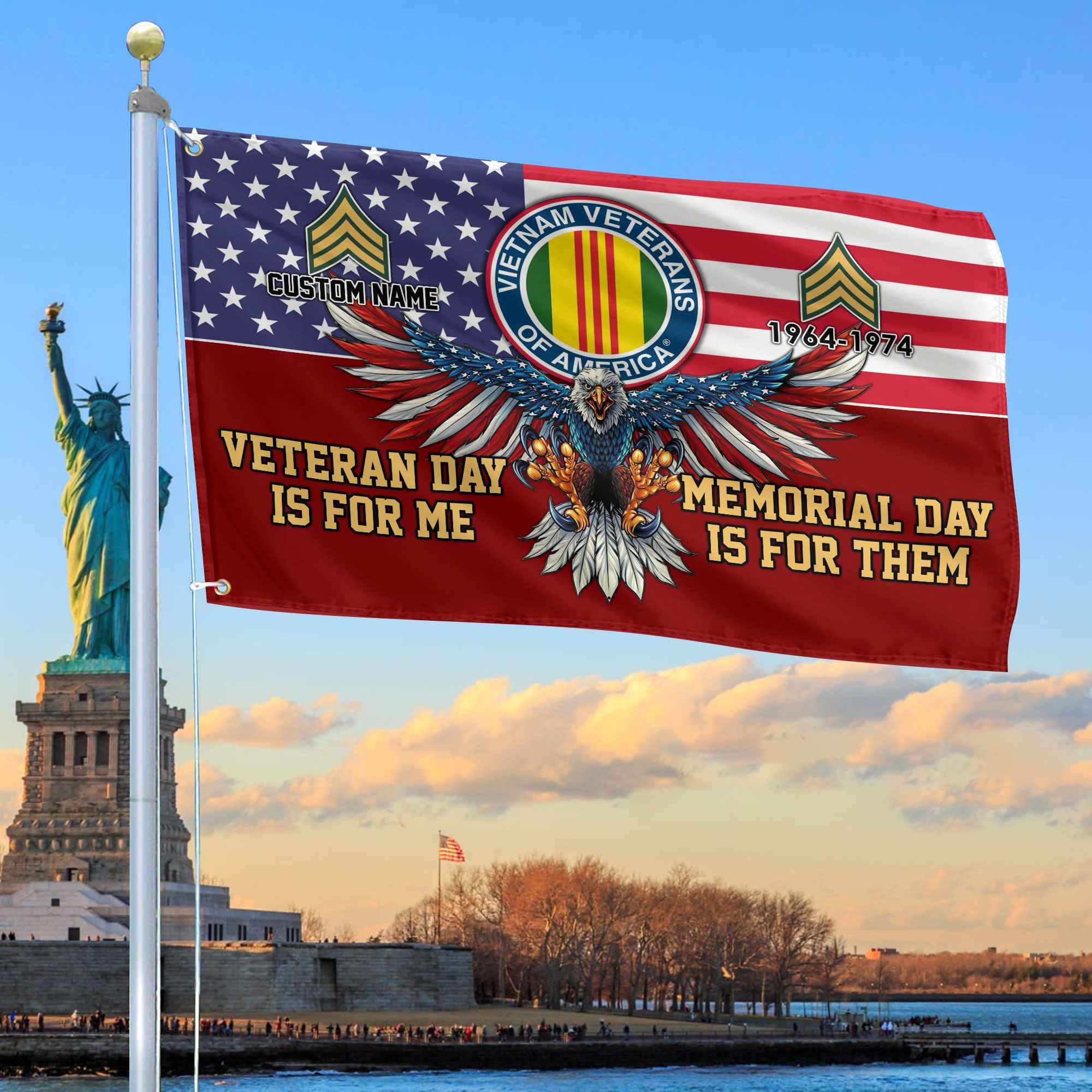 Vietnam Veteran Custom Grommet Flag, Gifts For Vietnam Veteran, Best Gifts On Father's Day, Armed Forces Day, Independence Day, Veterans Day.