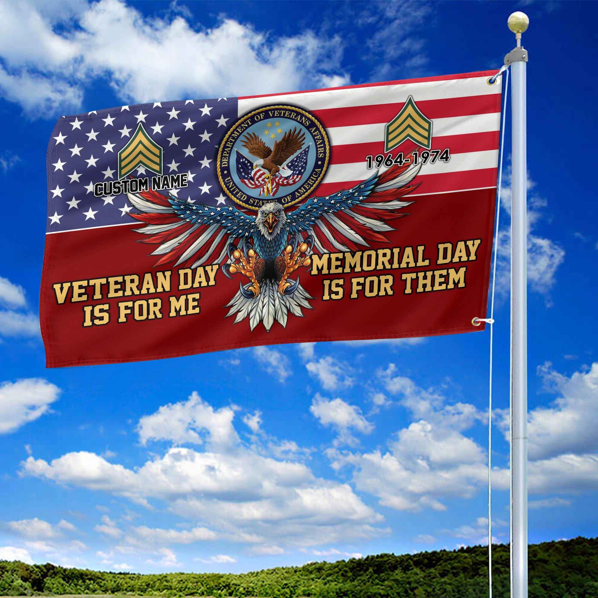 US Veteran Custom Grommet Flag, Gifts For US Veteran, Best Gifts On Father's Day, Armed Forces Day, Independence Day, Veterans Day.