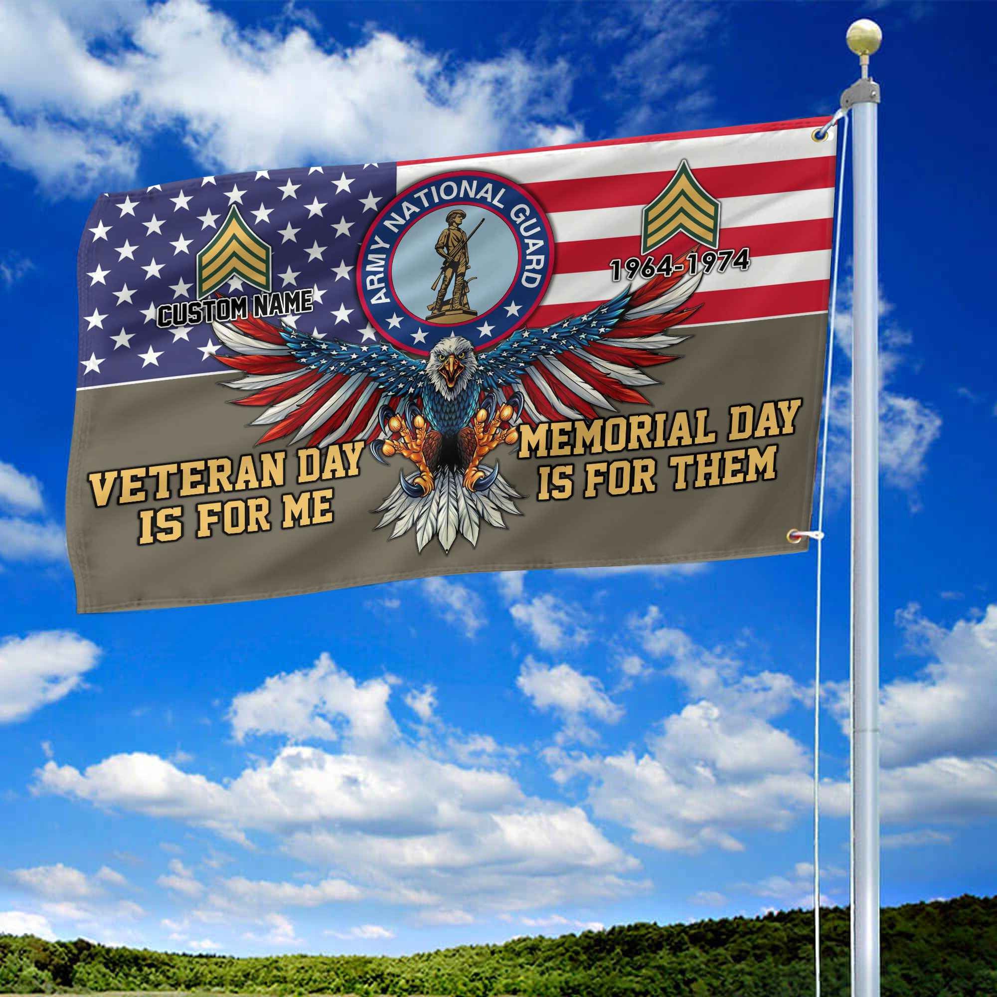 US Army National Guard Custom Grommet Flag, Gifts For Army National Guard Veteran, Best Gifts On Father's Day, Armed Forces Day, Independence Day, Veterans Day.