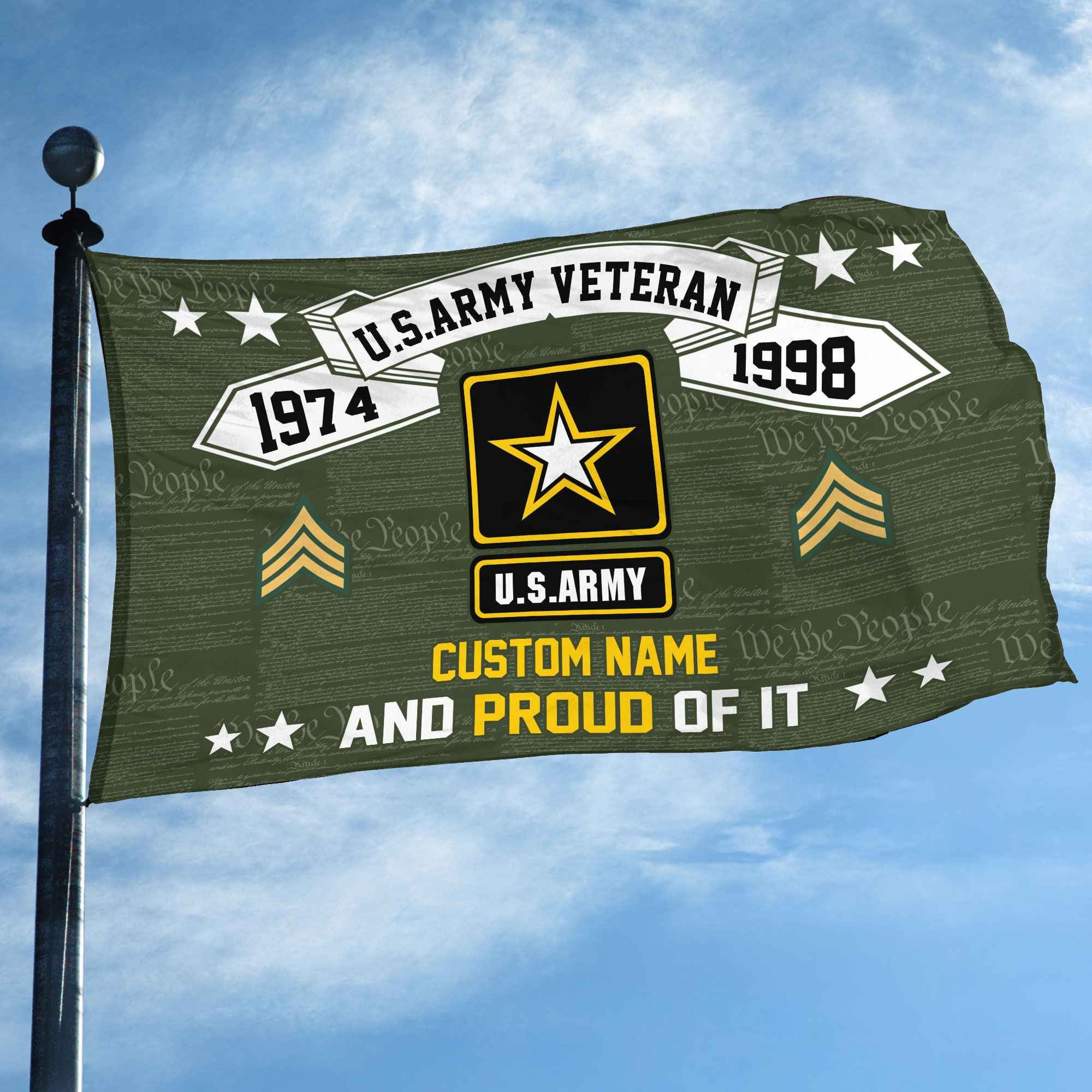 Unique Custom Name, Rank, Year US Army Grommet Flag, Gifts For Army Veteran, Gifts For Dad, For Husband, Best Gifts On Father's Day, Independence Day, Veterans Day.