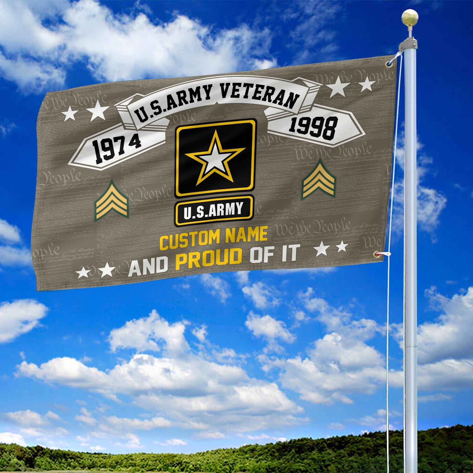 Unique Custom Name, Rank, Year US Army Grommet Flag, Gifts For Army Veteran, Gifts For Dad, For Husband, Best Gifts On Father's Day, Independence Day, Veterans Day.