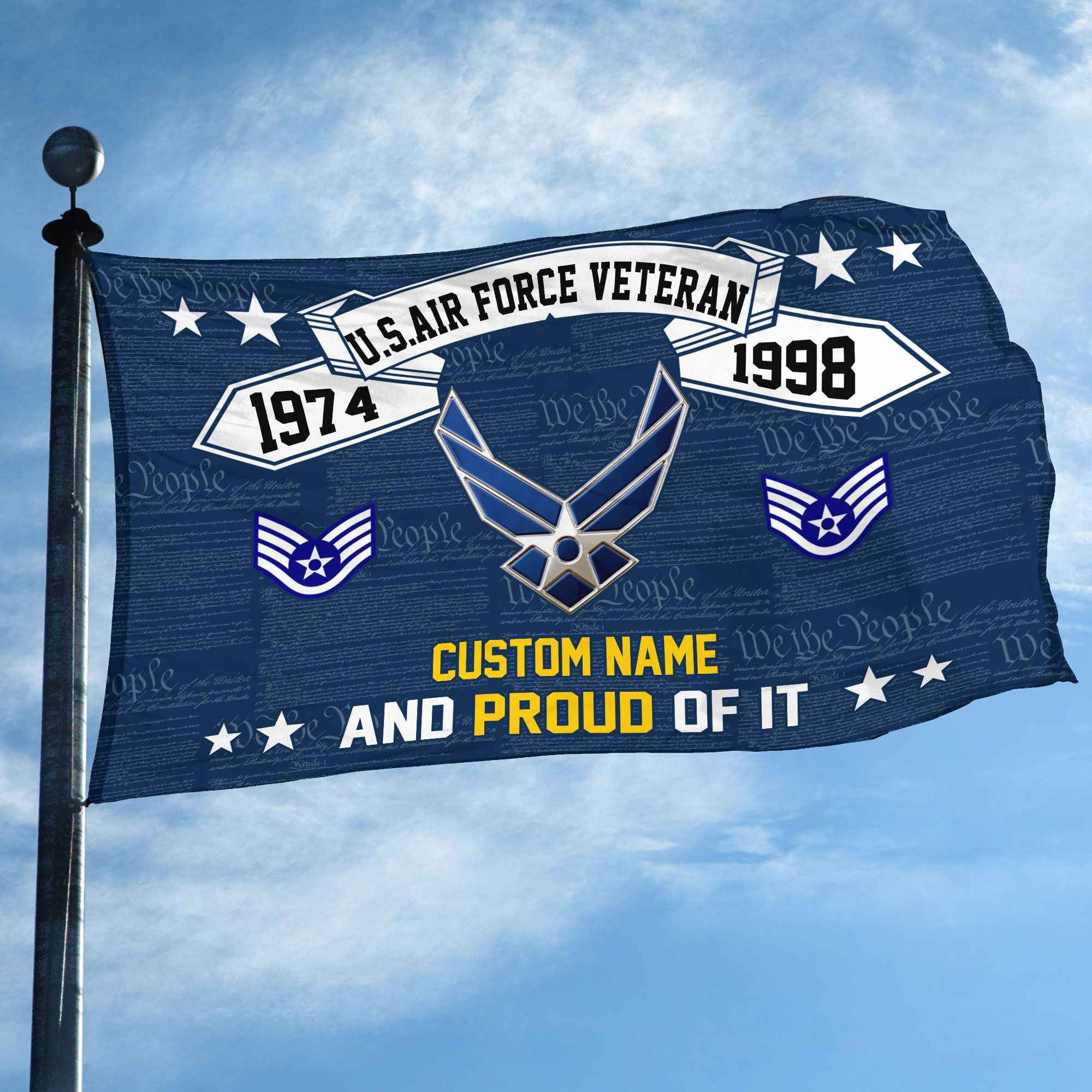 Unique Custom Name, Rank, Year USAF Grommet Flag, Gifts For Airforce Veteran, Gifts For Dad, For Husband, Best Gifts On Father's Day, Independence Day, Veterans Day.