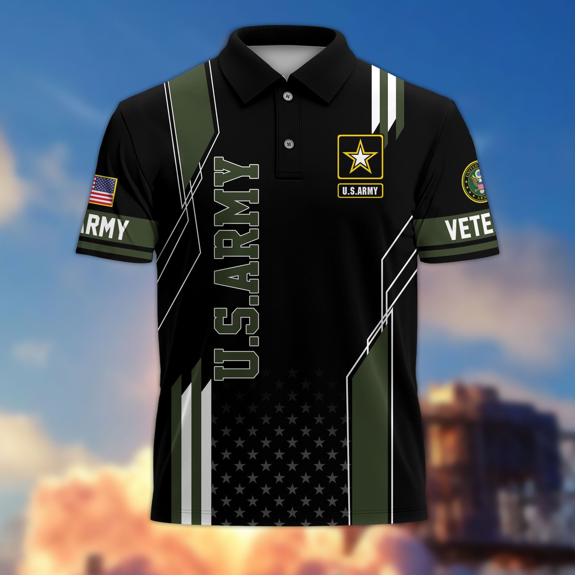 Premium US Veterans Polo Shirt, Gifts For US Veterans, Best Gifts On Father's Day, Armed Forces Day, Independence Day, Veterans Day.
