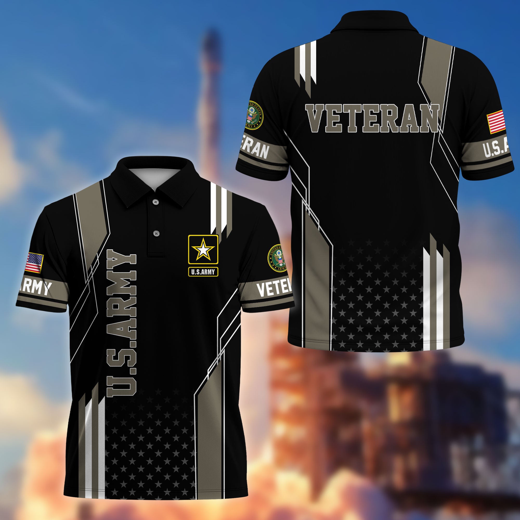 Premium US Veterans Polo Shirt, Gifts For US Veterans, Best Gifts On Father's Day, Armed Forces Day, Independence Day, Veterans Day.