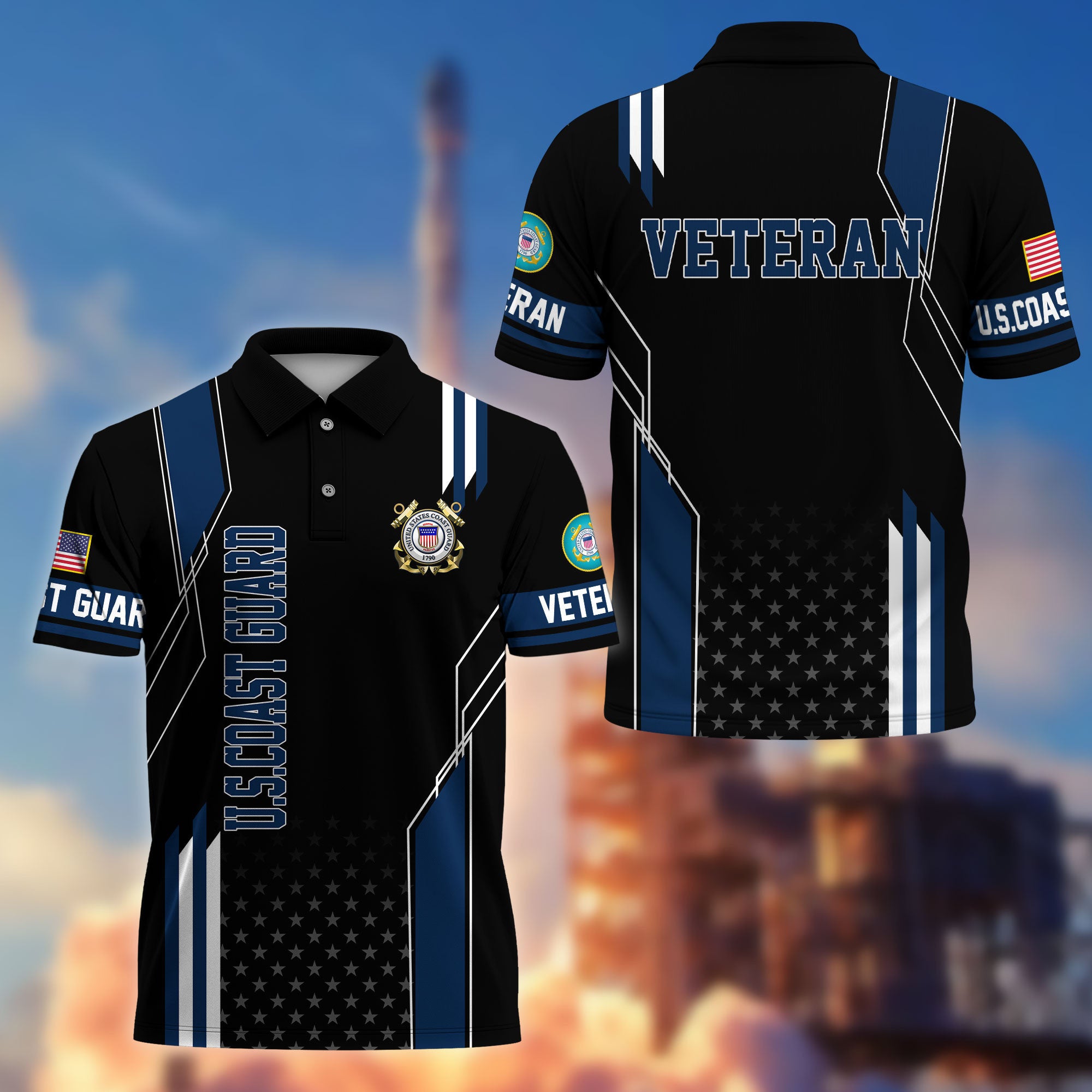 Premium US Veterans Polo Shirt, Gifts For US Veterans, Best Gifts On Father's Day, Armed Forces Day, Independence Day, Veterans Day.