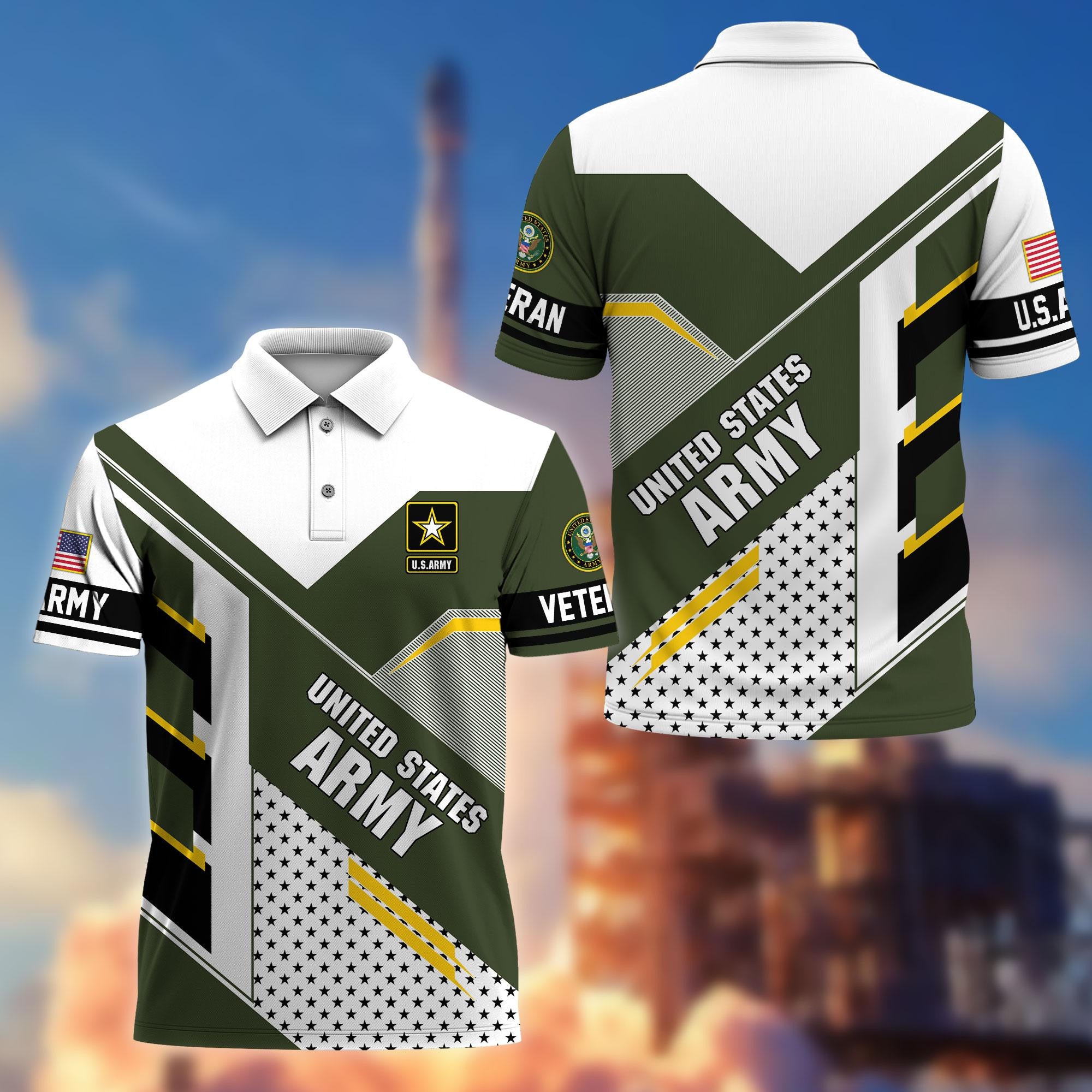 Premium US Veterans Polo Shirt, Gifts For US Veterans, Best Gifts On Father's Day, Armed Forces Day, Independence Day, Veterans Day.