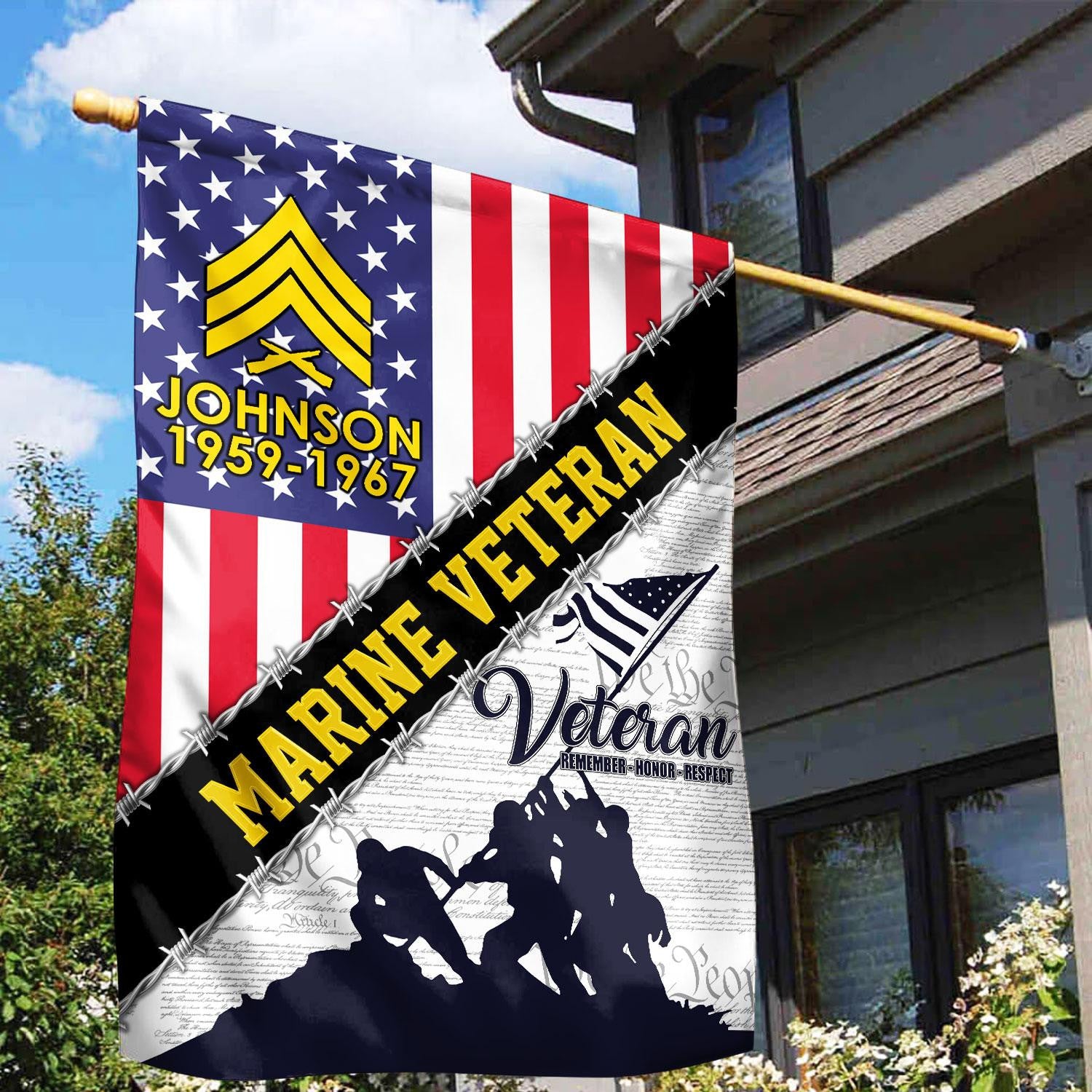 Premium Custom USMC Flag, Gift For Marine Veteran, American Flag, Patriotic Flag, Garden Flag, House Flag, Best Gifts On Father's Day, Independence Day, Veterans Day.