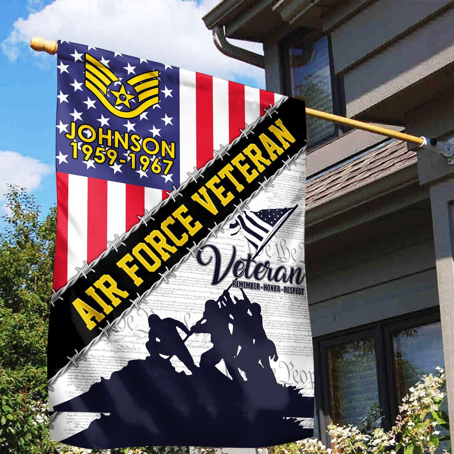 Premium Custom USAF Flag, Gift For Air Force Veteran, American Flag, Patriotic Flag, Garden Flag, House Flag, Best Gifts On Father's Day, Independence Day, Veterans Day.