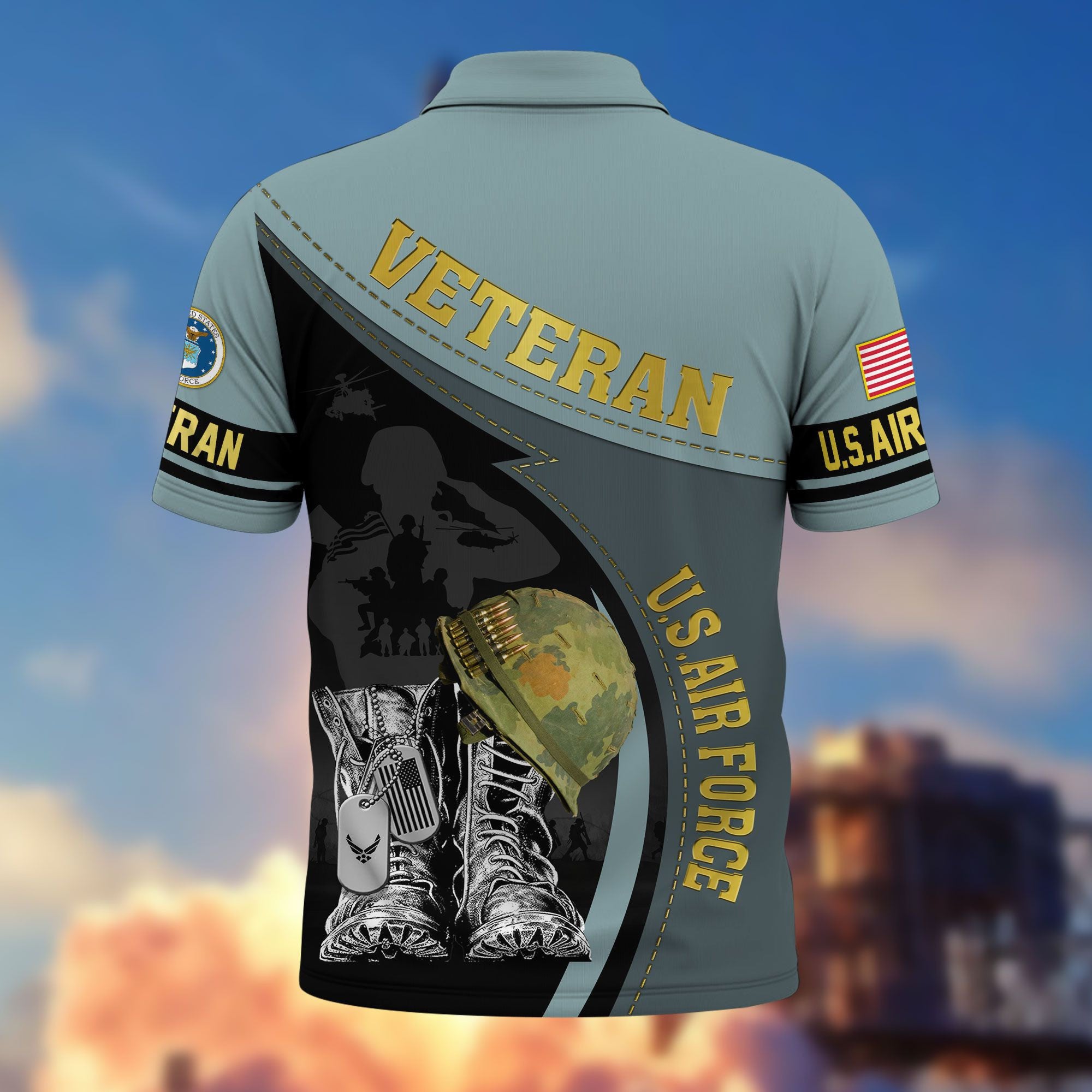 Premium US Veterans Polo Shirt, Gifts For US Veterans, Best Gifts On Father's Day, Armed Forces Day, Independence Day, Veterans Day.